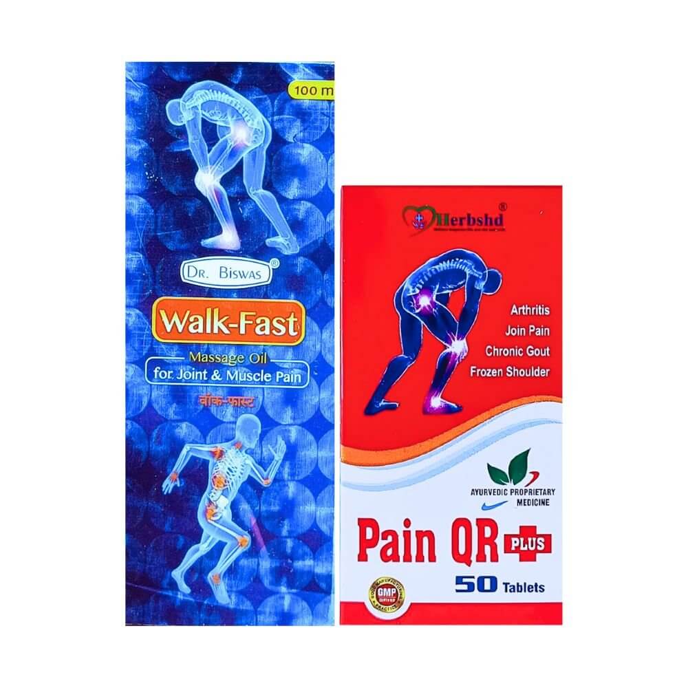 Herbshd Ayurvedic Pain QR Plus Capsule & Walk - Fast Massage Oil combo - HEALTH AIM PHARMACY