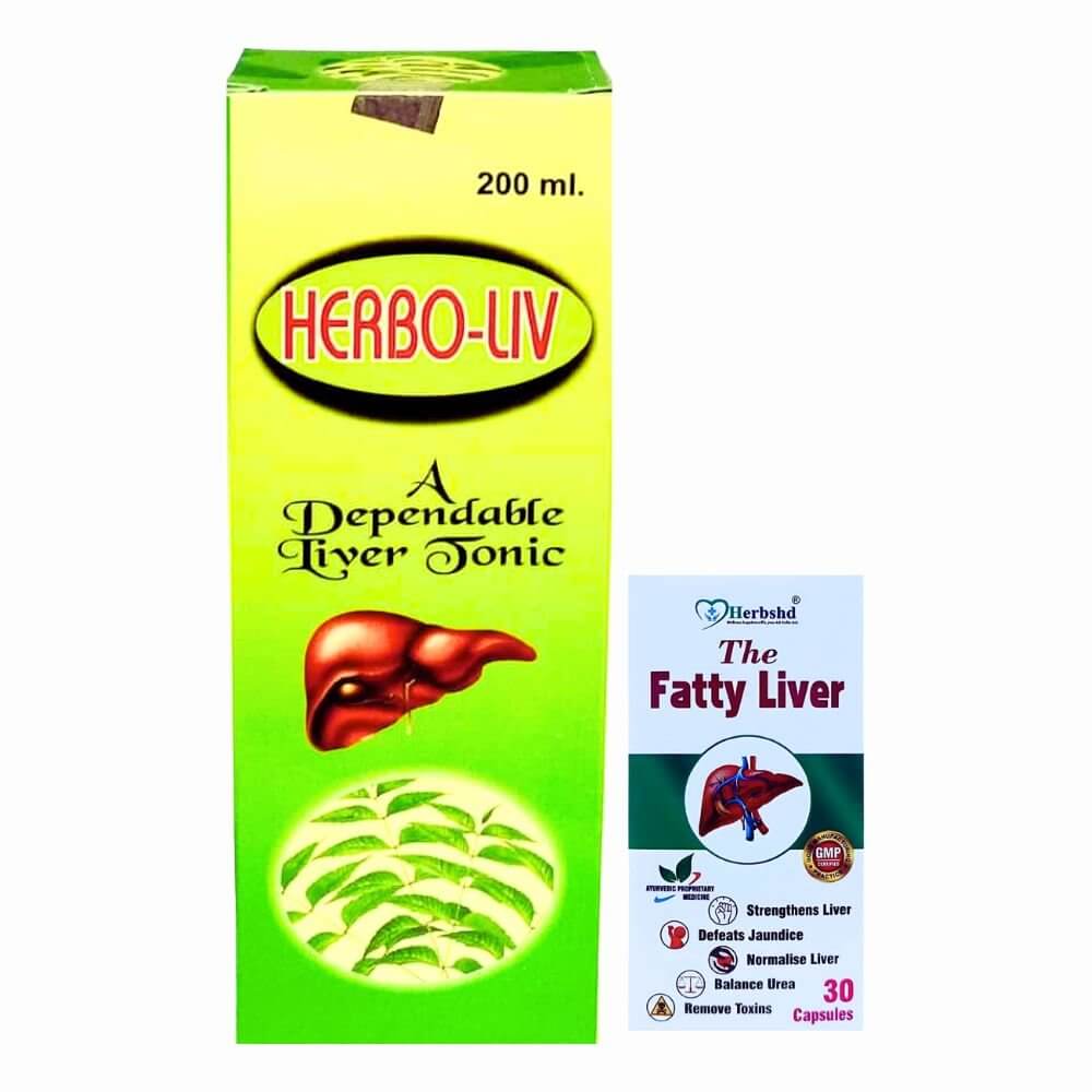 Herbshd Ayurvedic The Fatty Liver Capsule & Herbo - LIV Tonic combo - HEALTH AIM PHARMACY