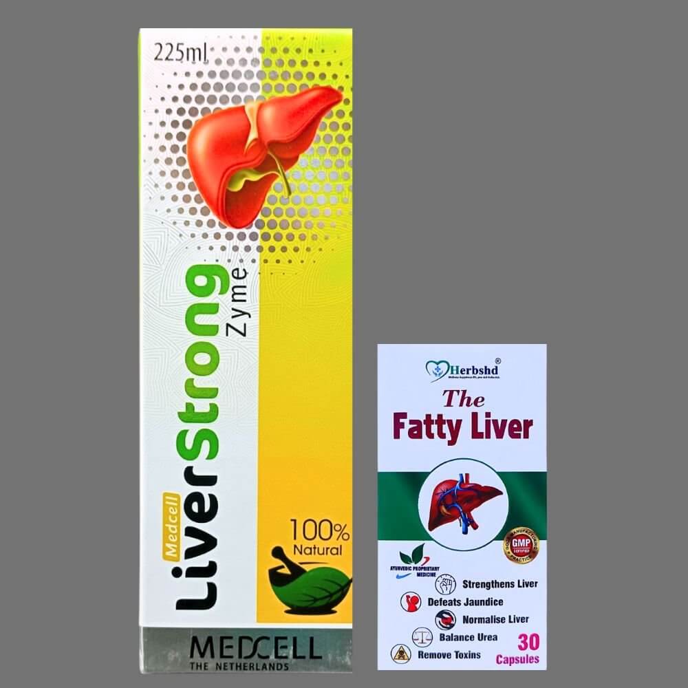 Herbshd Ayurvedic The Fatty Liver Capsule & Liver Strong Zyme Syrup ( combo ) - HEALTH AIM PHARMACY