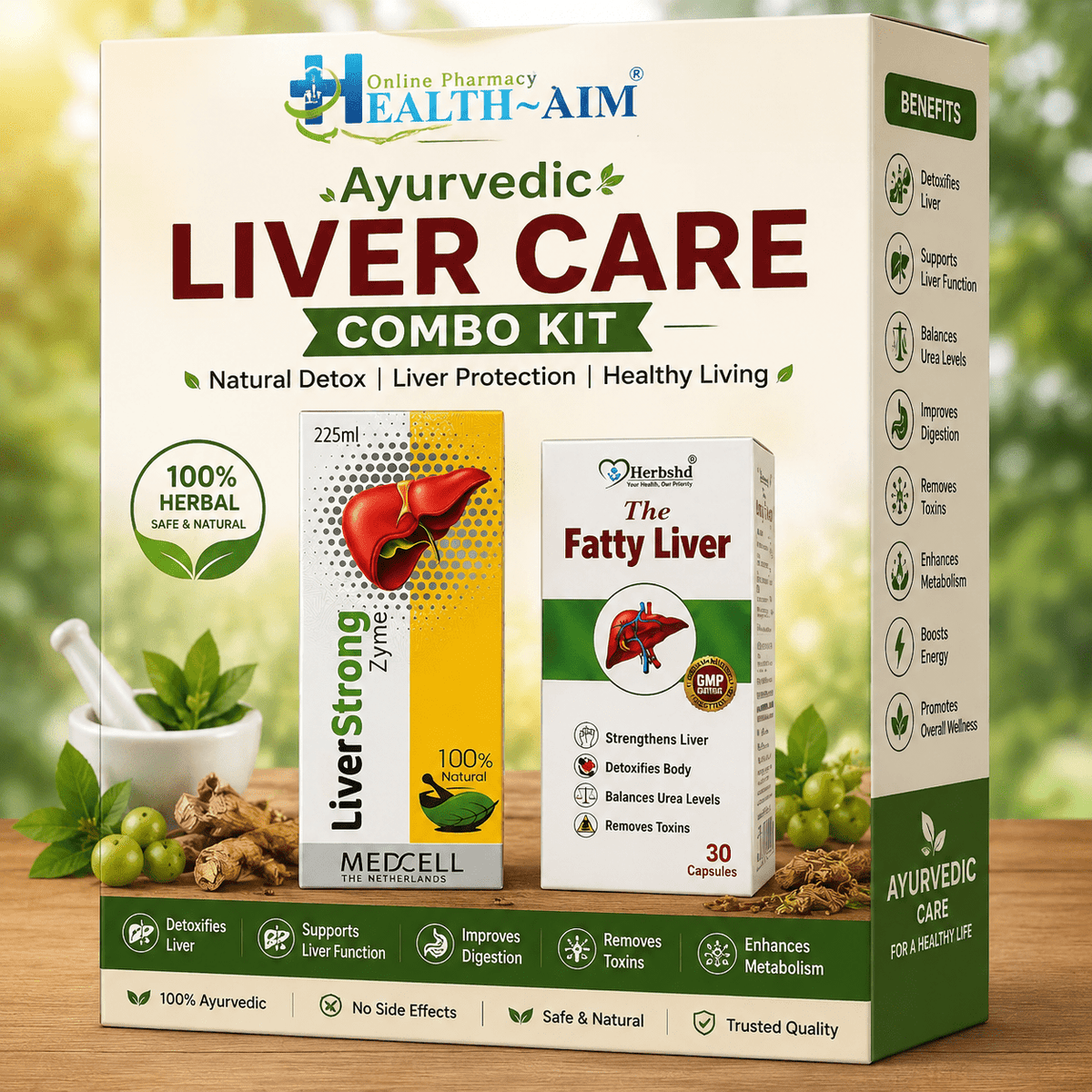 Herbshd Ayurvedic The Fatty Liver Capsule & Liver Strong Zyme Syrup | Combo Pack - HEALTH AIM PHARMACY