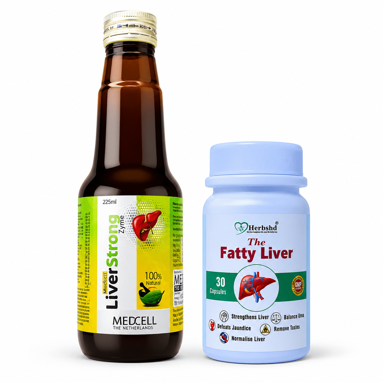Herbshd Ayurvedic The Fatty Liver Capsule & Liver Strong Zyme Syrup | Combo Pack - HEALTH AIM PHARMACY