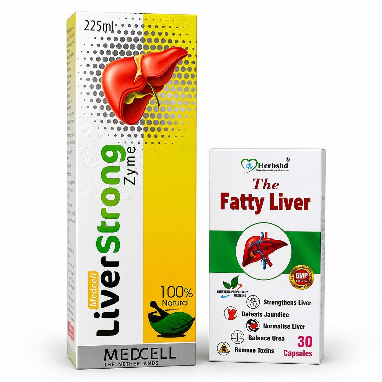Herbshd Ayurvedic The Fatty Liver Capsule & Liver Strong Zyme Syrup | Combo Pack - HEALTH AIM PHARMACY