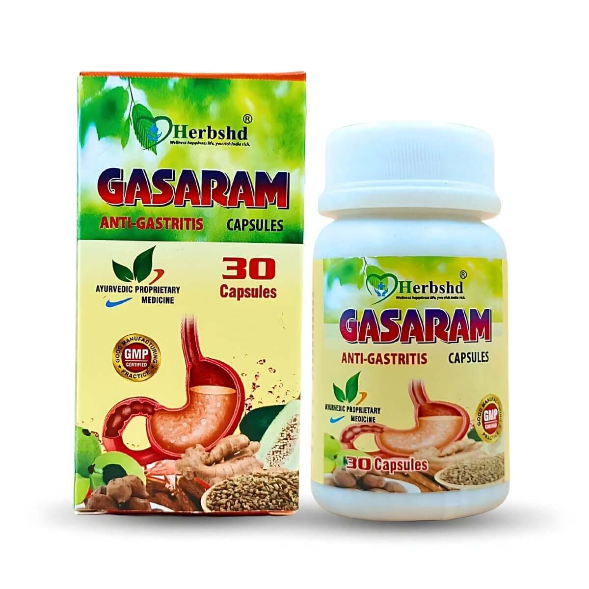 Herbshd Gasaram Anti - Gastritis Capsule | Acidity - HEALTH AIM PHARMACY