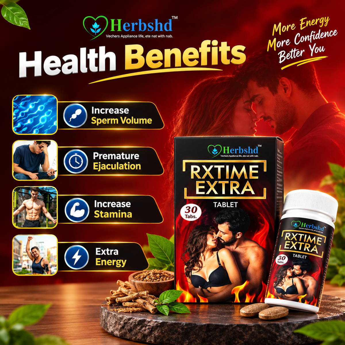 Herbshd Rxtime Extra Tablet for Premature Ejaculation | 30 Tablets - HEALTH AIM PHARMACY