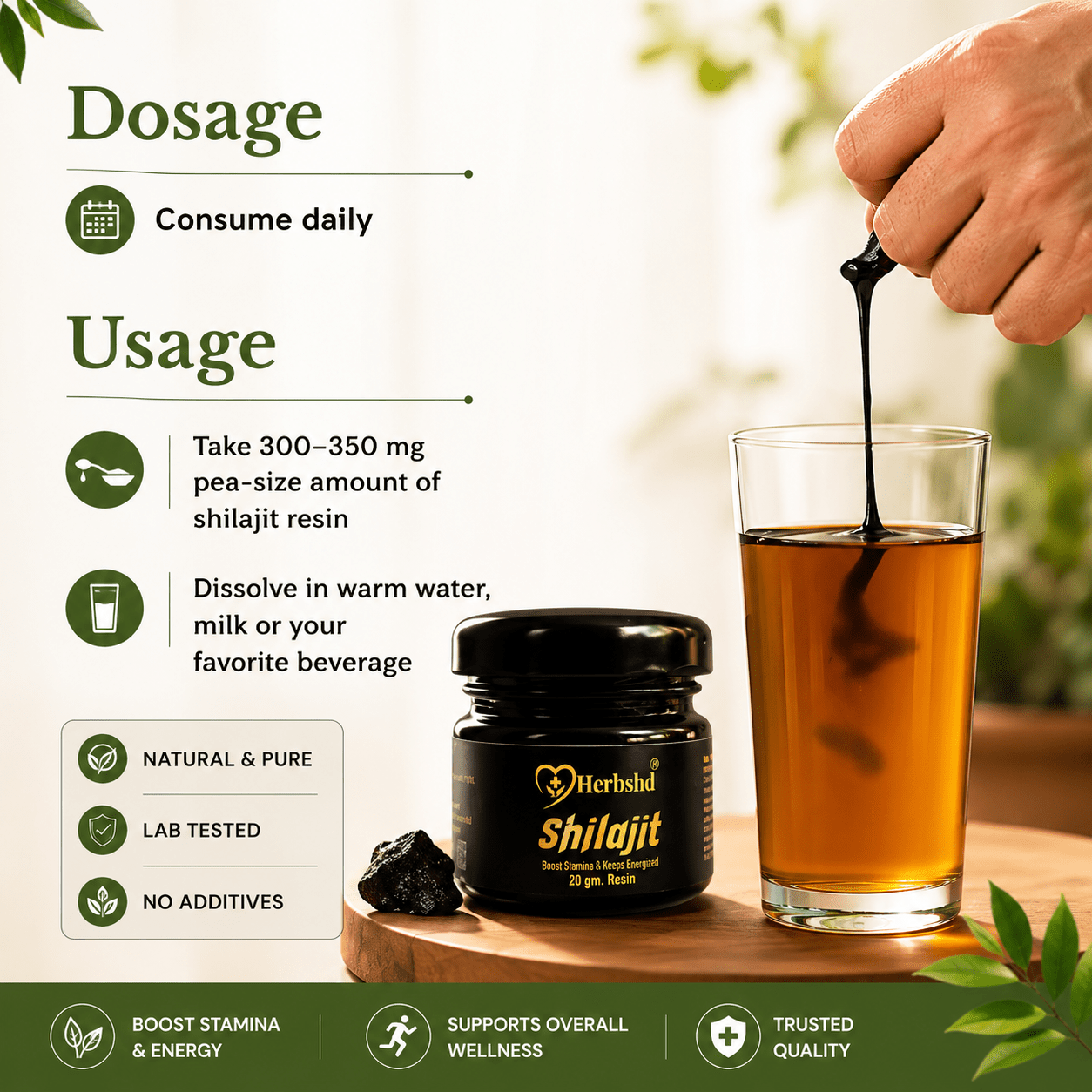 Herbshd Shilajit Resin - 20g | Boost Muscle & Stamina | 100% Ayurvedic - HEALTH AIM PHARMACY