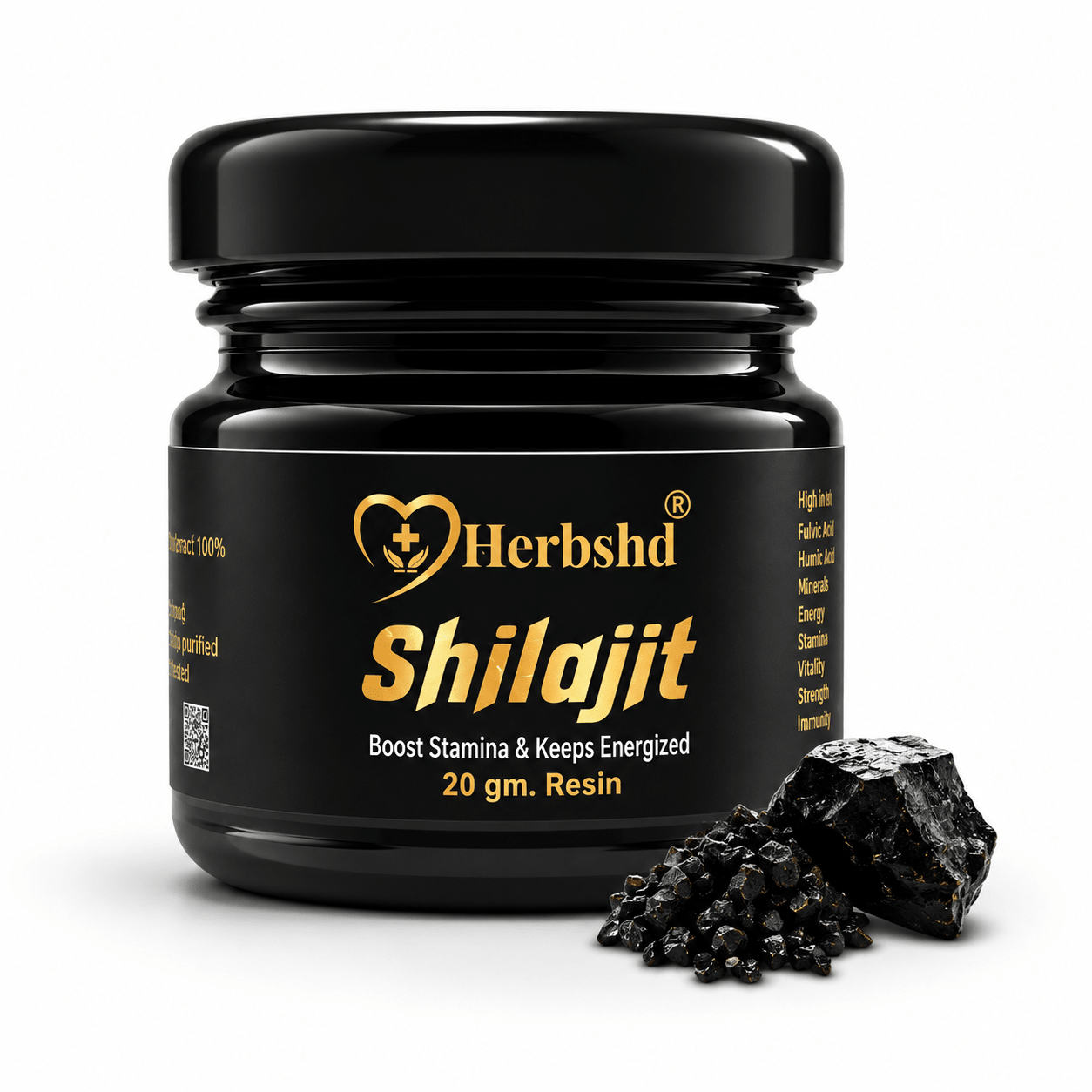 Herbshd Shilajit Resin - 20g | Boost Muscle & Stamina | 100% Ayurvedic - HEALTH AIM PHARMACY