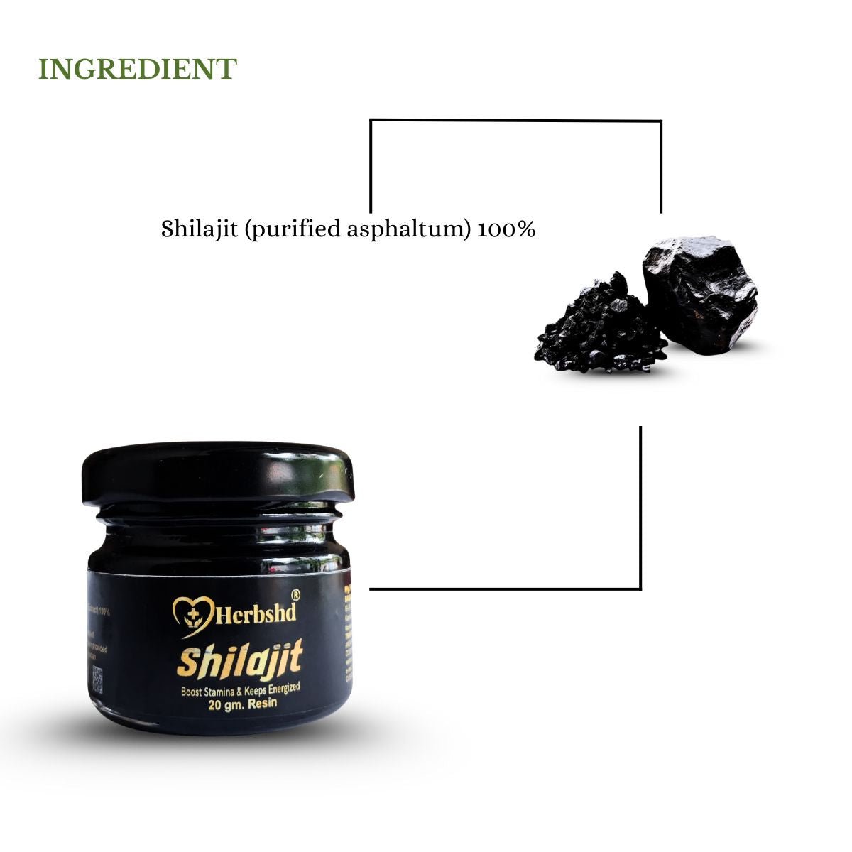 Herbshd Shilajit Resin - 20g | Boost Muscle & Stamina | 100% Ayurvedic - HEALTH AIM PHARMACY