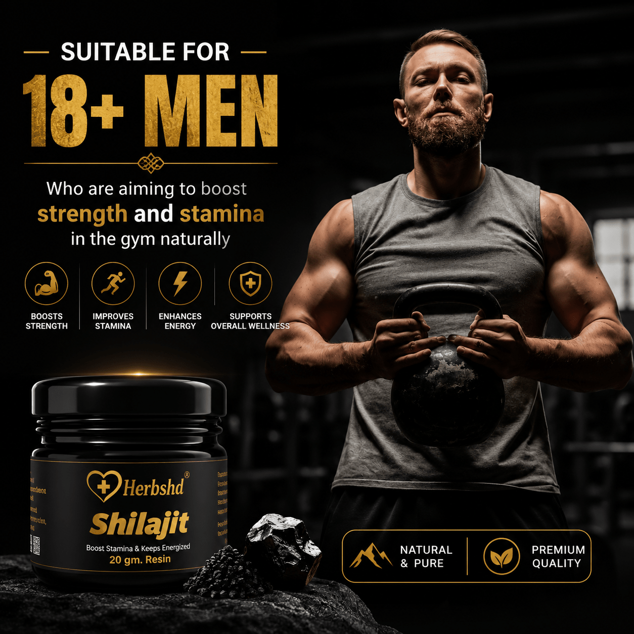Herbshd Shilajit Resin - 20g | Boost Muscle & Stamina | 100% Ayurvedic - HEALTH AIM PHARMACY
