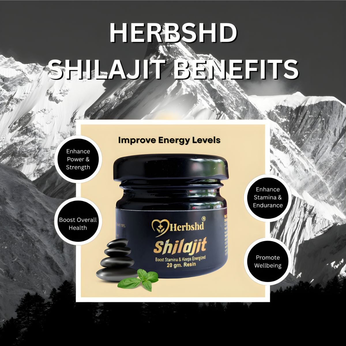 Herbshd Shilajit Resin & Health Aim Capsule Combo Pack - Boost Immunity & Energy, 20g + 50Cap - Health Aim Pharmacy