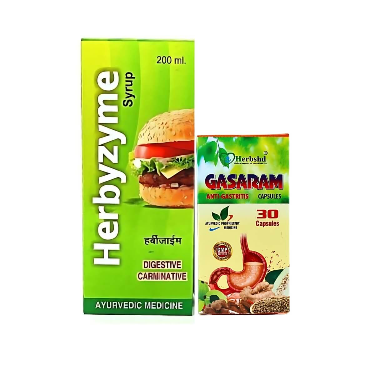 Herbyzyme syrup 200ml & Herbshed Gasram Anti - Gastritis capsule - HEALTH AIM PHARMACY