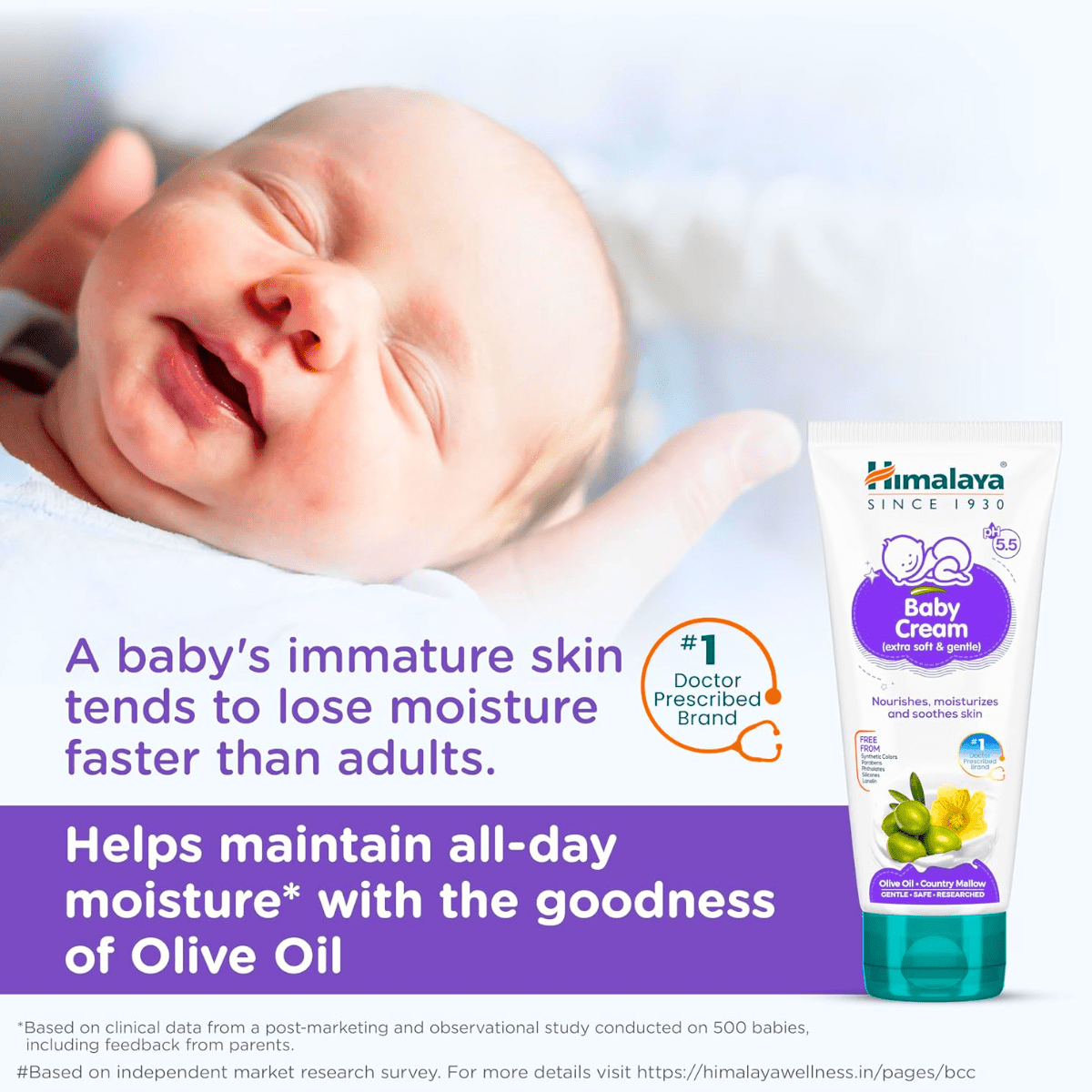 HIMALAYA BABY CREAM 100 ML - Extra Soft & Gentle, Paraben Free, 100 ml Tube - HEALTH AIM PHARMACY