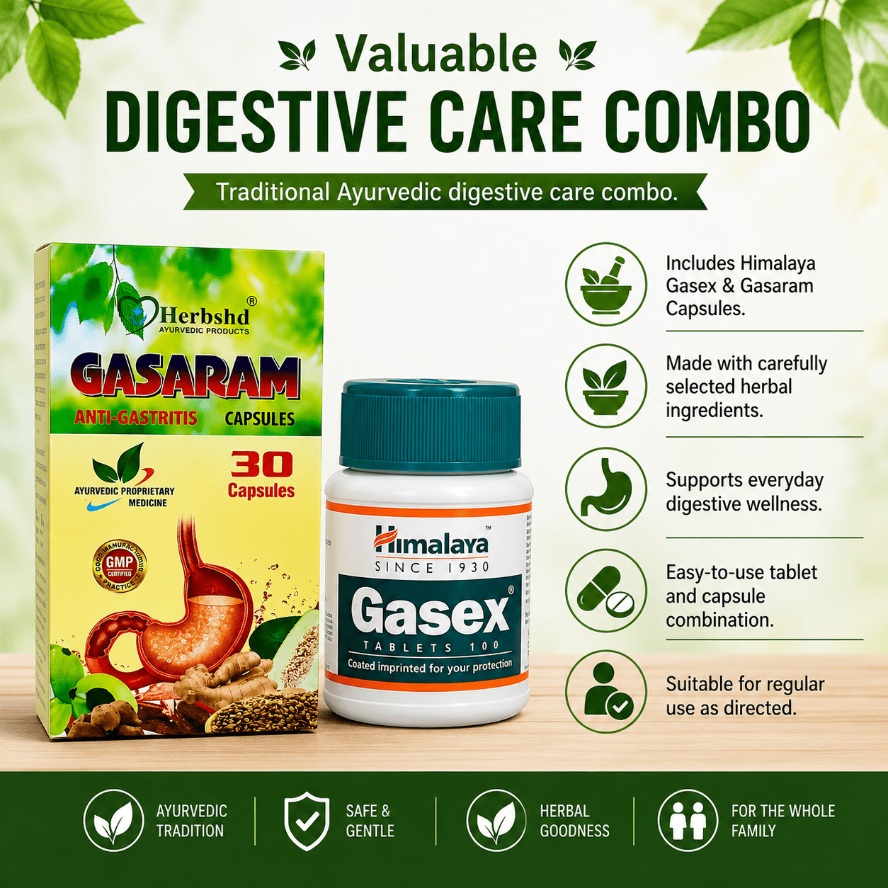 Himalaya Gasex 100 Tablets + Gasaram 60 Capsules Combo for gastric problem - HEALTH AIM PHARMACY