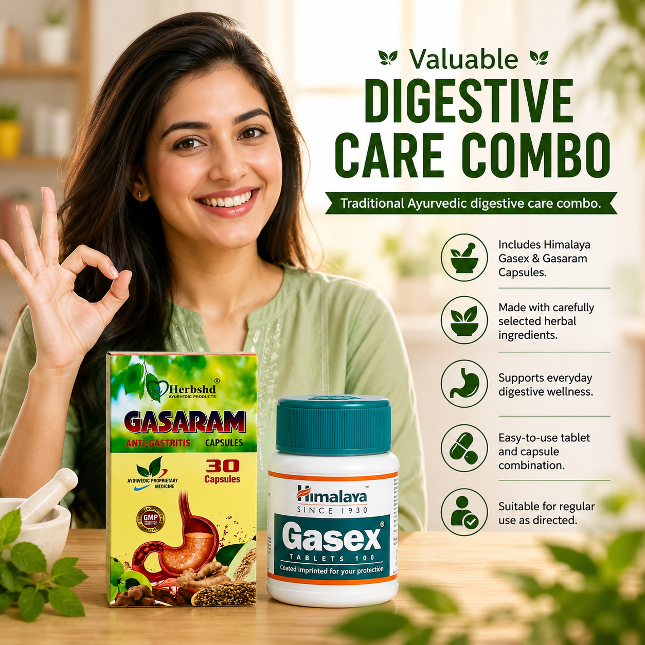 Himalaya Gasex 100 Tablets + Gasaram 60 Capsules Combo for gastric problem - HEALTH AIM PHARMACY