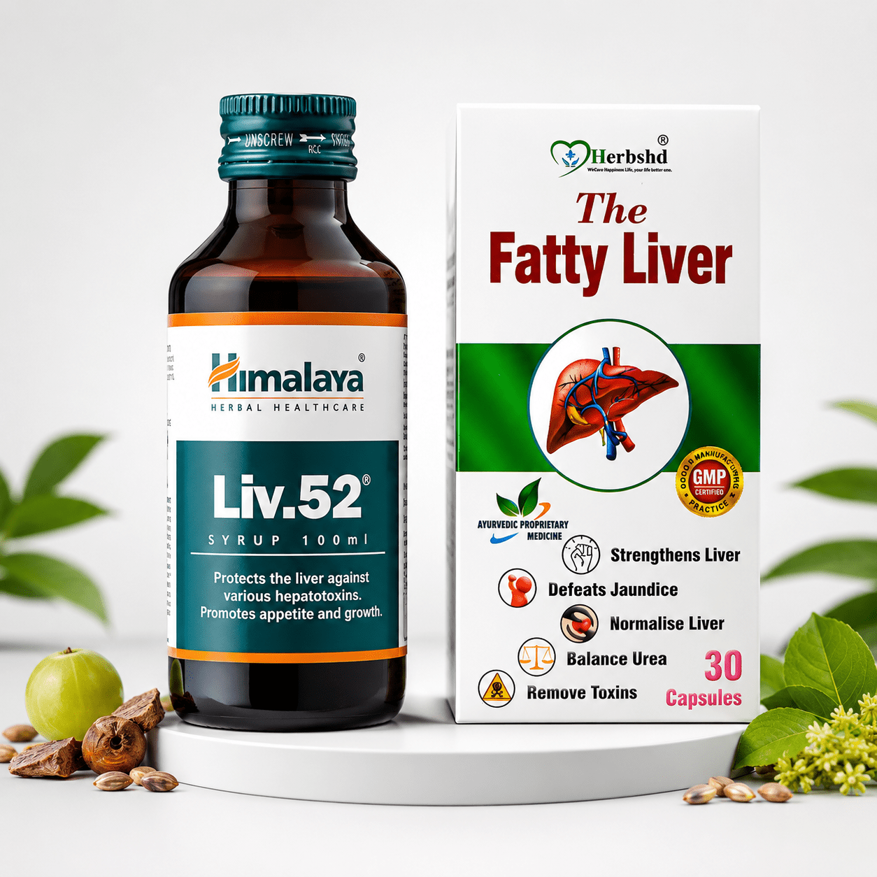 Himalaya Liv.52 Syrup & The Fatty Liver Capsule Combo Pack - HEALTH AIM PHARMACY