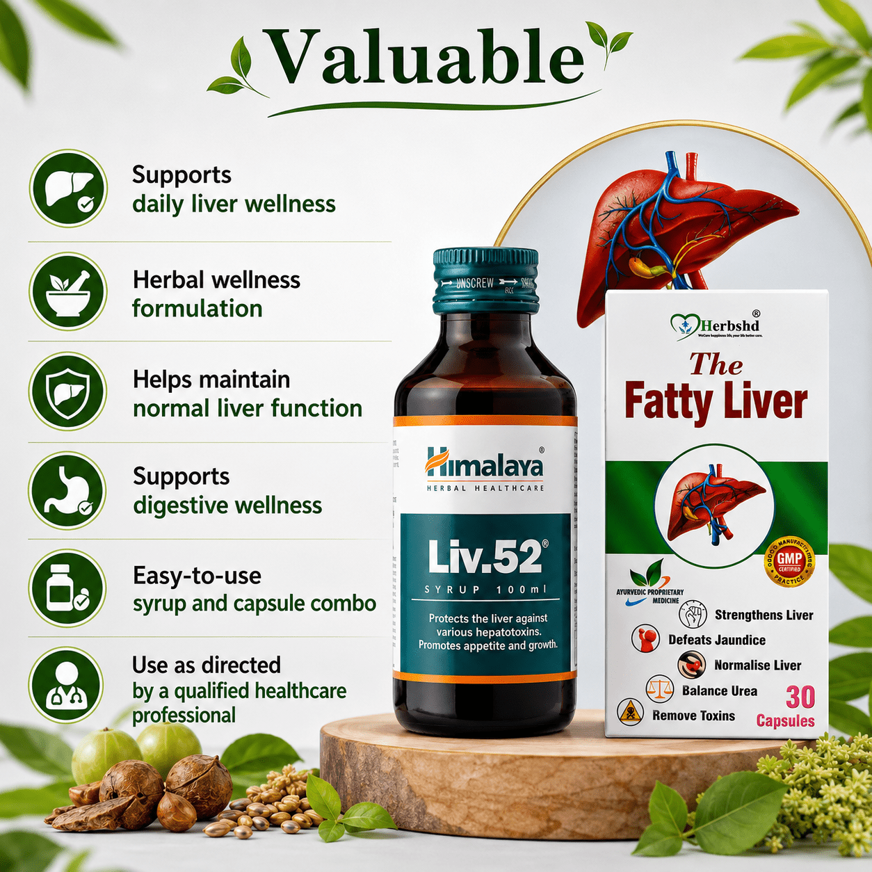 Himalaya Liv.52 Syrup & The Fatty Liver Capsule Combo Pack - HEALTH AIM PHARMACY