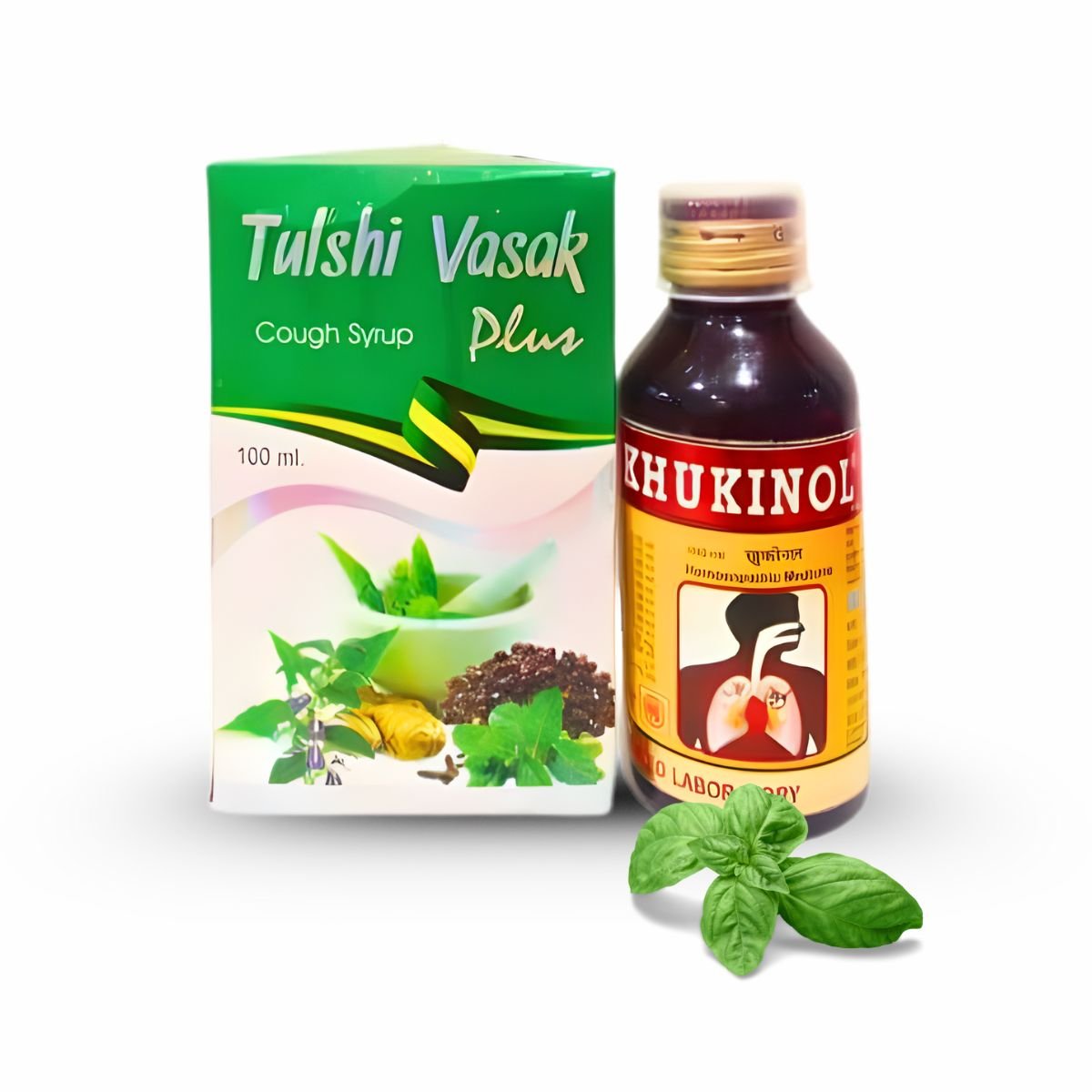 Khukinol Syrup 100 ml for whooping cough (pack 10) and Tulshi Vasak plus syrup (Pack of 2) - HEALTH AIM PHARMACY