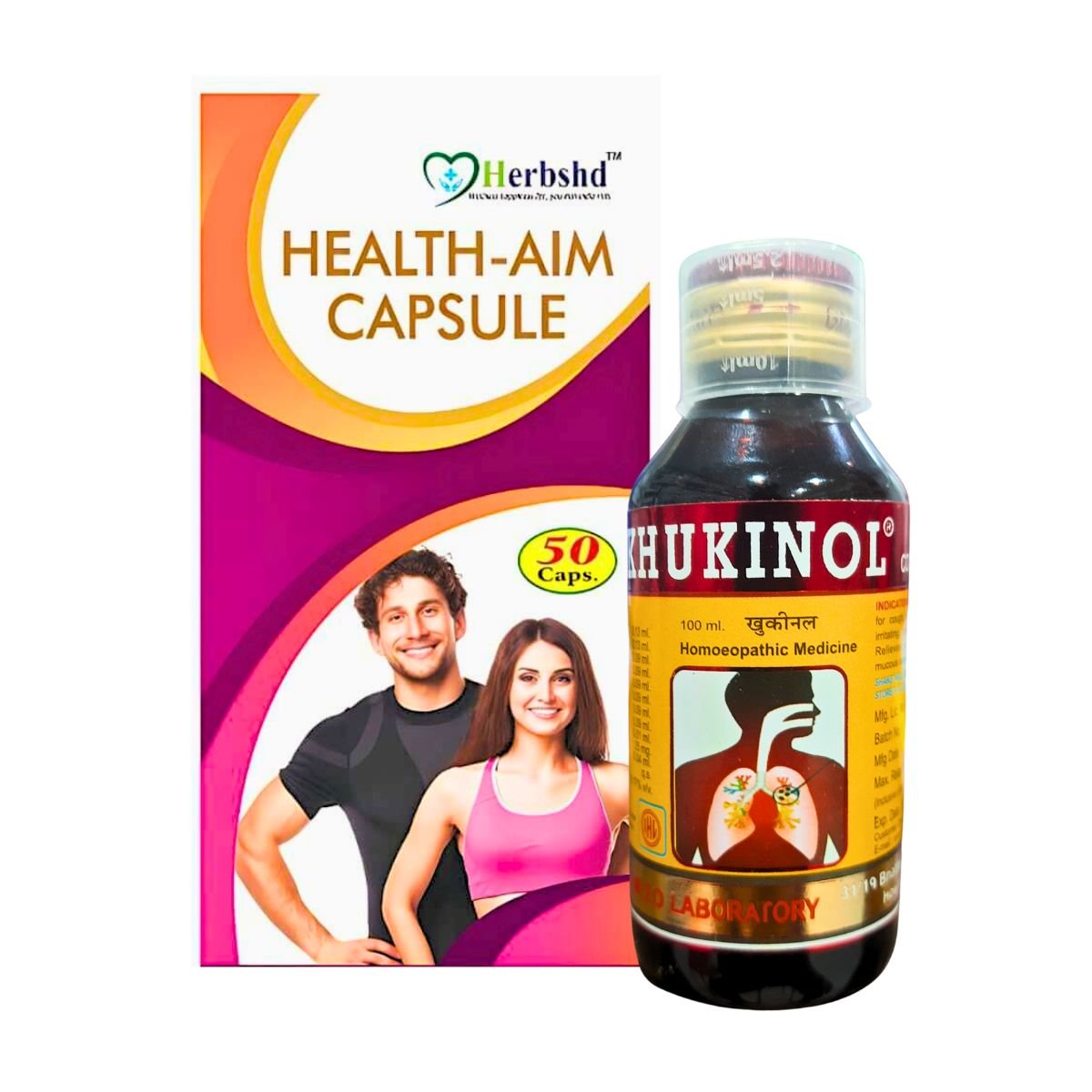 Khukinol Syrup for whooping cough & Health Aim Capsule for Fit Health | 100ml + 50 Cap | Combo Pack - HEALTH AIM PHARMACY
