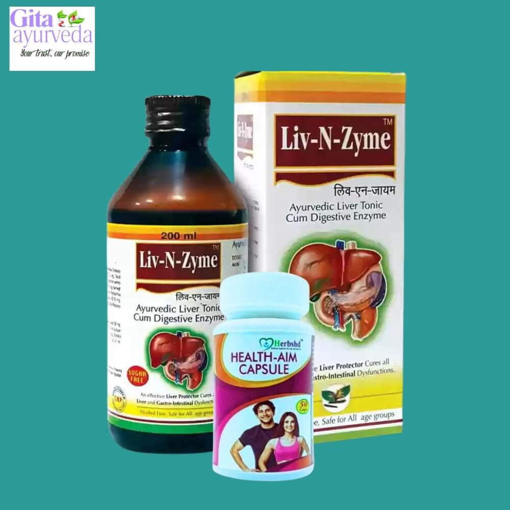 Liv - N - Zyme Syrup for Liver 200ml And Health - Aim Capsule ( Combo ) - HEALTH AIM PHARMACY