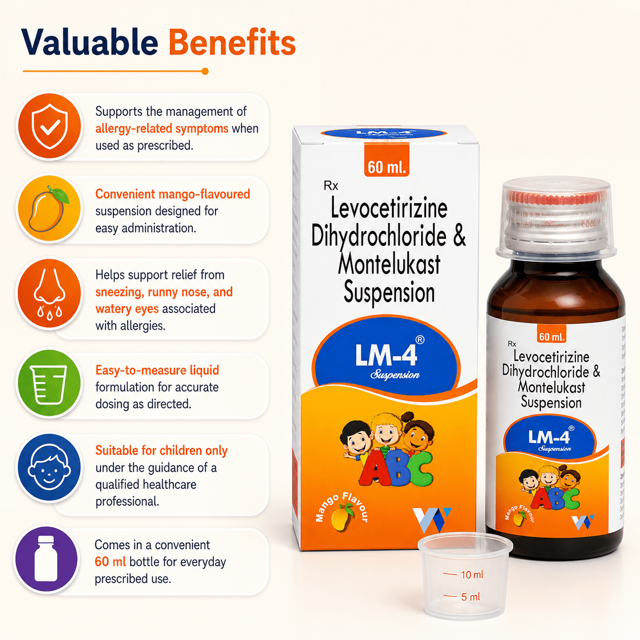 LM-4 Mango Flavour Suspension 60 ml - HEALTH AIM PHARMACY