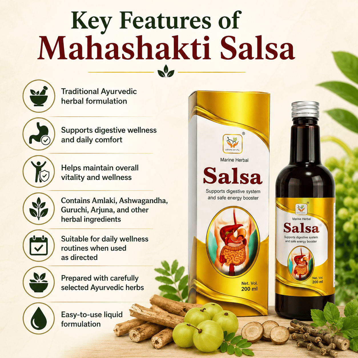 Mahashakti Salsa Syrup 450ml (Pack of 3 ) - HEALTH AIM PHARMACY