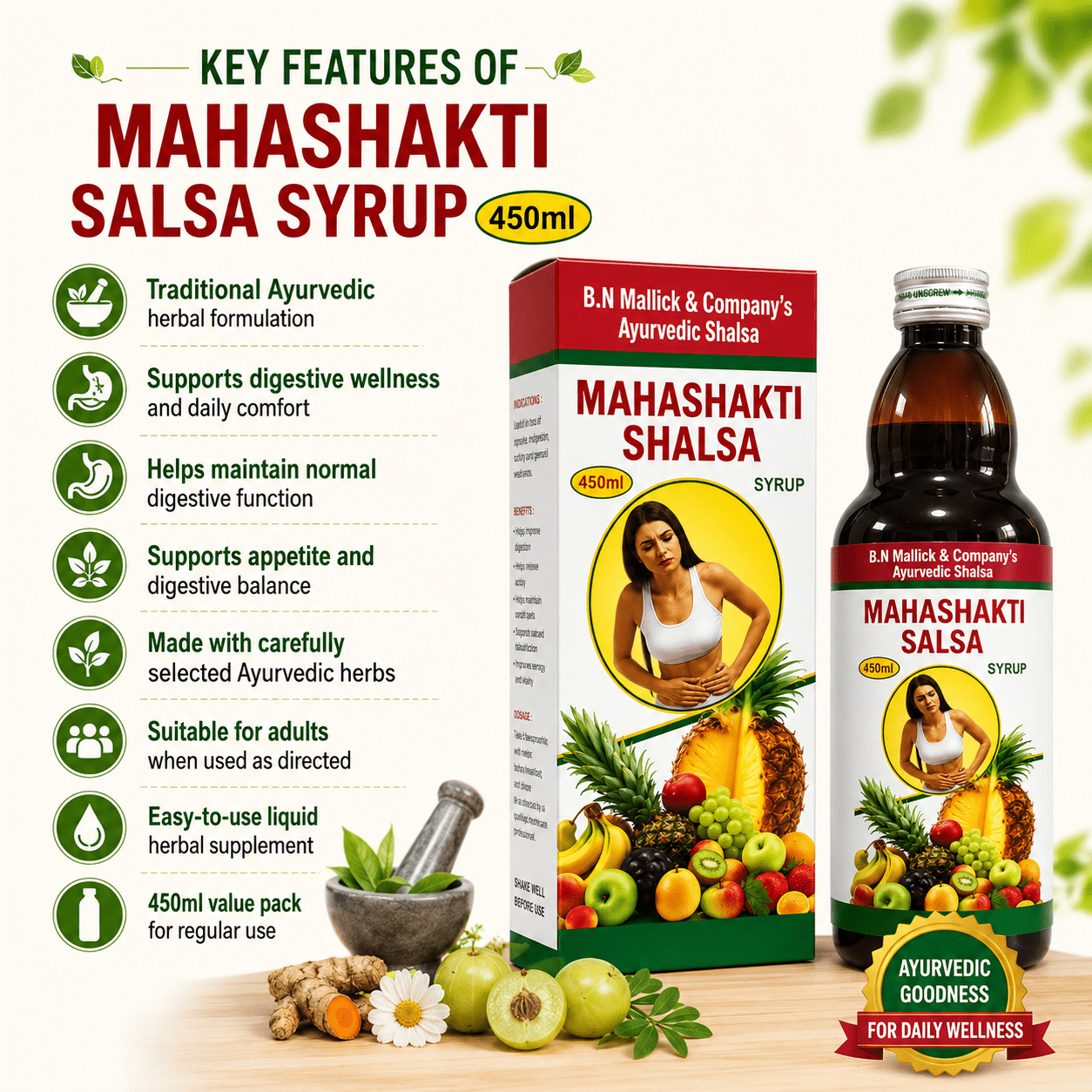 Mahashakti Shalsa Syrup 450ml (Pack of 2) - HEALTH AIM PHARMACY
