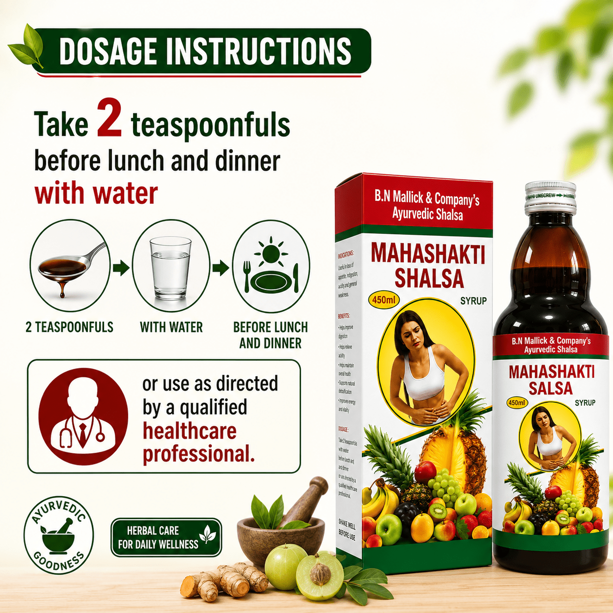Mahashakti Shalsa Syrup 450ml (Pack of 2) - HEALTH AIM PHARMACY
