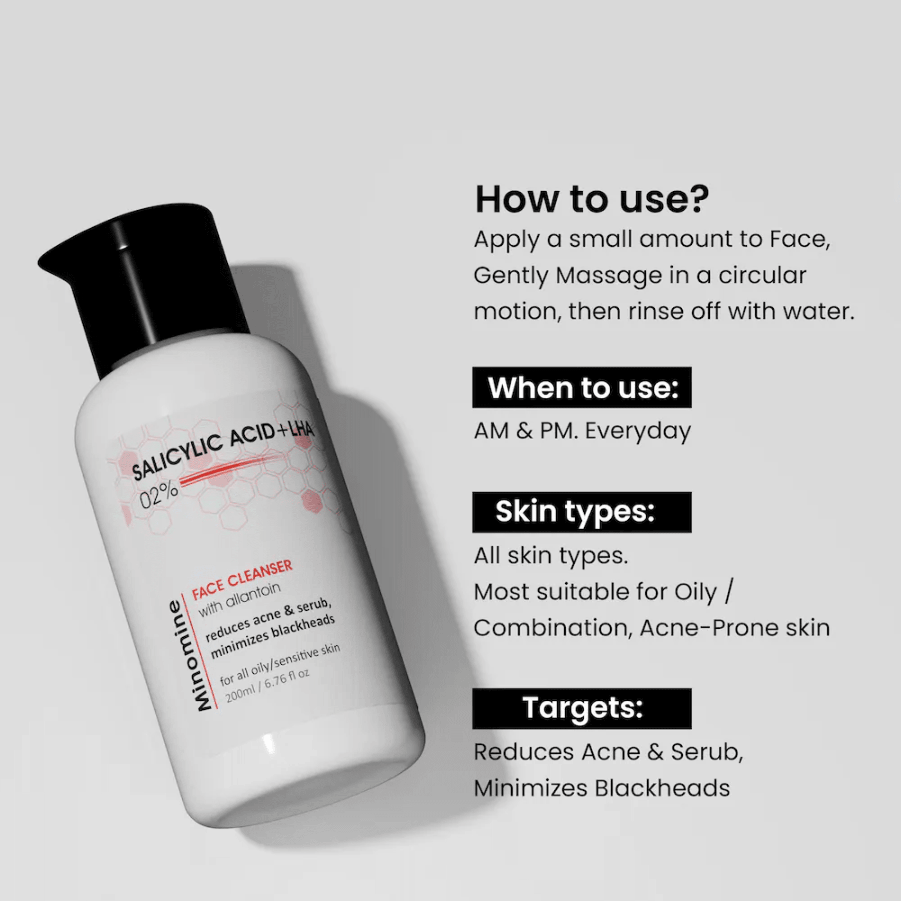 Minomine Oily Skin Kit – Salicylic Acid Cleanser, Niacinamide Serum & Vitamin B5 Moisturizer | Combo Pack of 3 | Health Aim