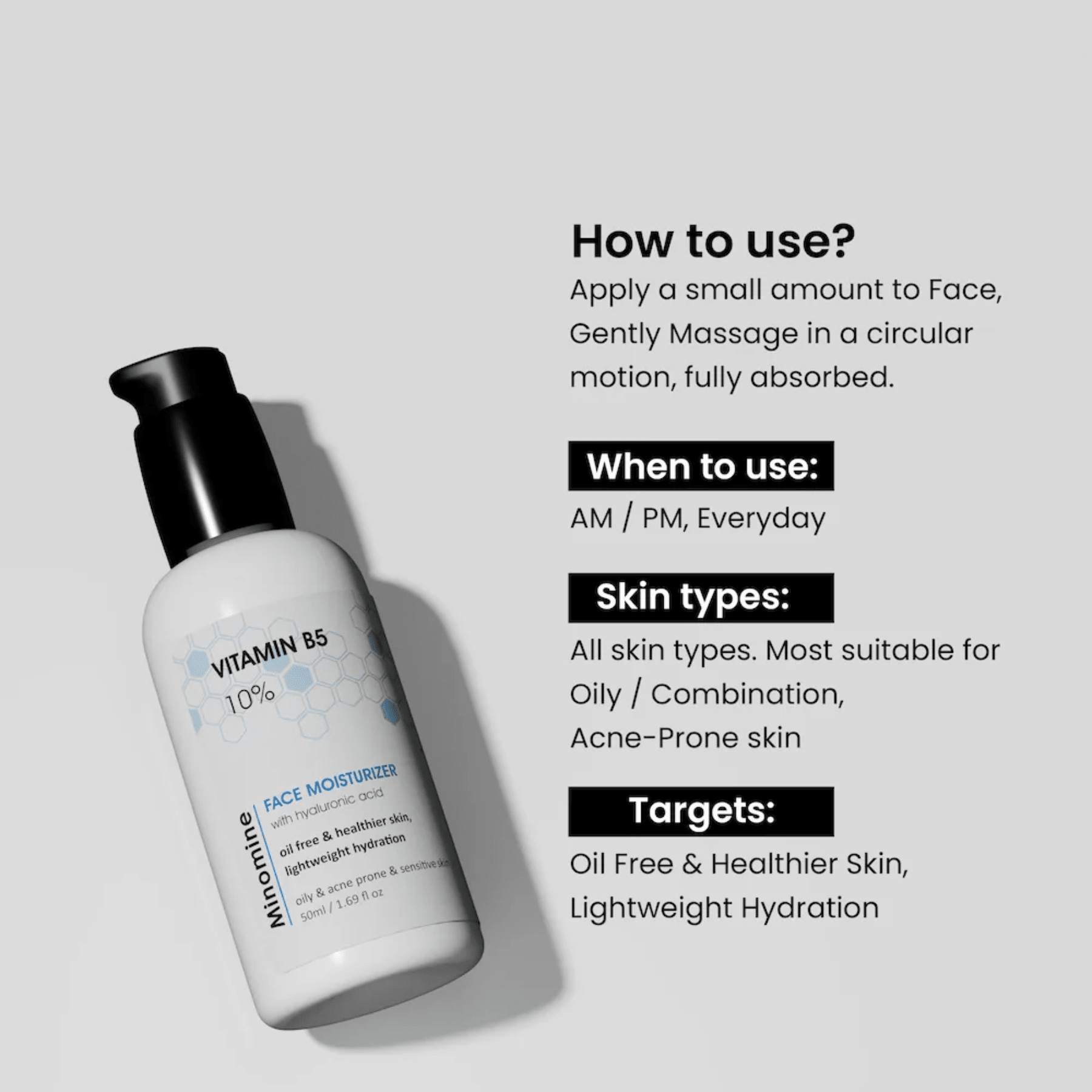 Minomine Oily Skin Kit – Salicylic Acid Cleanser, Niacinamide Serum & Vitamin B5 Moisturizer | Combo Pack of 3 | Health Aim