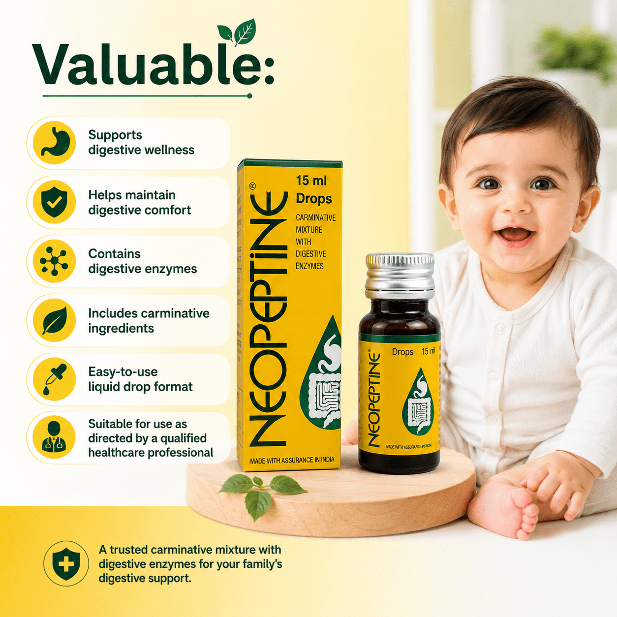 Neopeptine Drop 15ml | Carminative Mixture with Digestive Enzymes - HEALTH AIM PHARMACY