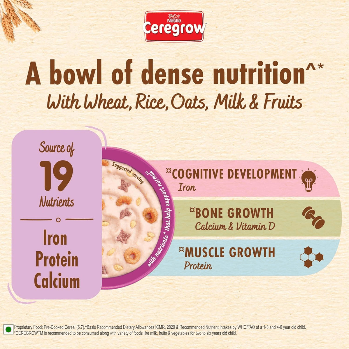 NESTLE CEREGROW MULTIGRAIN CERECAL WITH MILK & FRUITS FROM 2 - 6 YEARS BOWL WORTH FREE 300G - HEALTH AIM PHARMACY