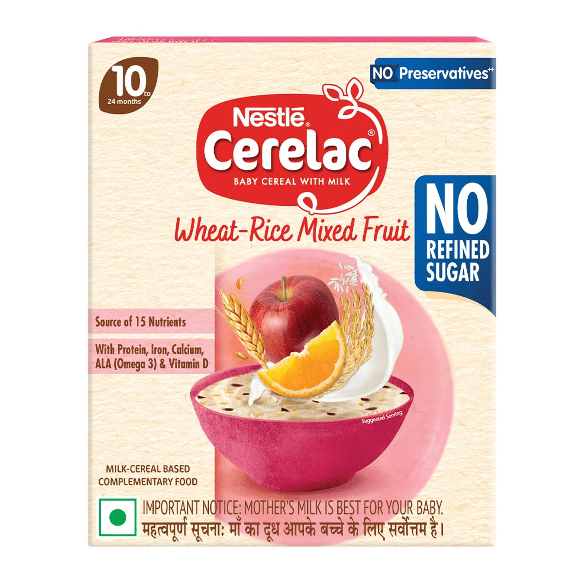 NESTLE CERELAC 10 WHEAT RICE MIXED FRUIT NO REFINED SUGAR 300G - HEALTH AIM PHARMACY