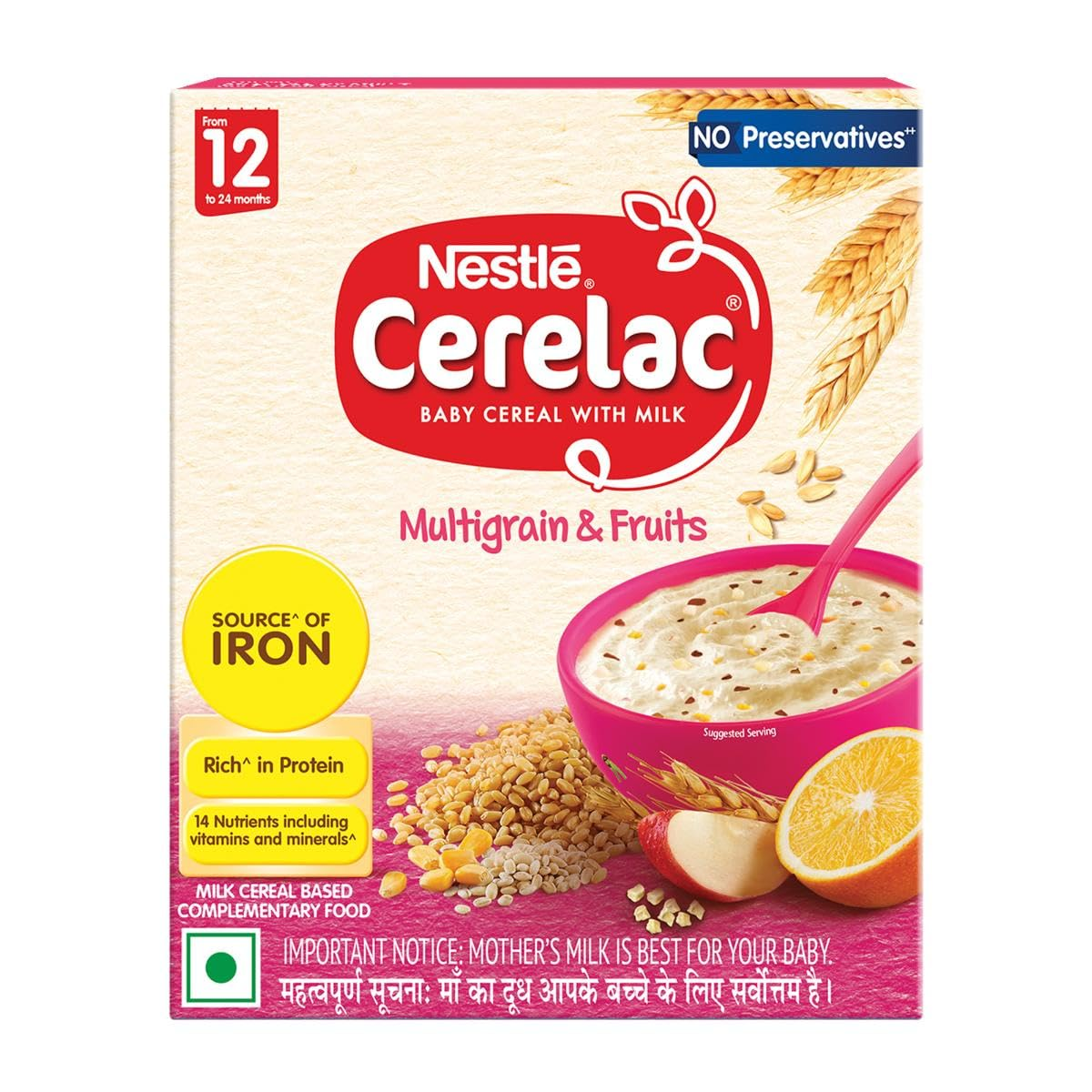 NESTLE CERELAC - 12 SOURCE OF IRON - MULTIGRAIN & FRUITS (12 TO 24 MONTH) 300G - HEALTH AIM PHARMACY