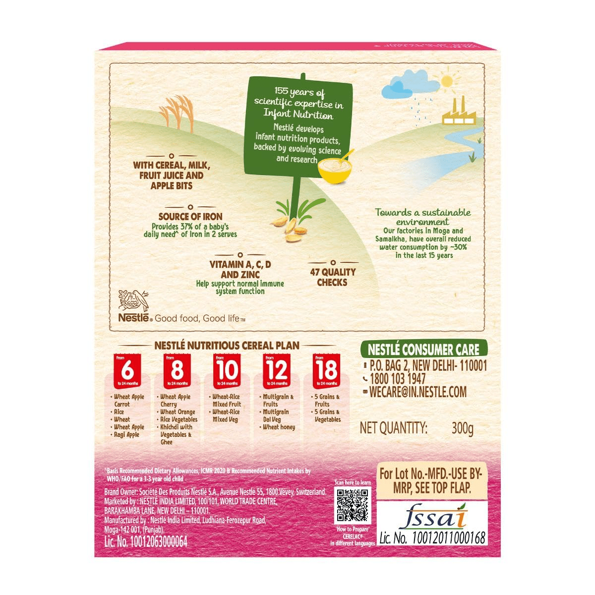 NESTLE CERELAC - 12 SOURCE OF IRON - MULTIGRAIN & FRUITS (12 TO 24 MONTH) 300G - HEALTH AIM PHARMACY