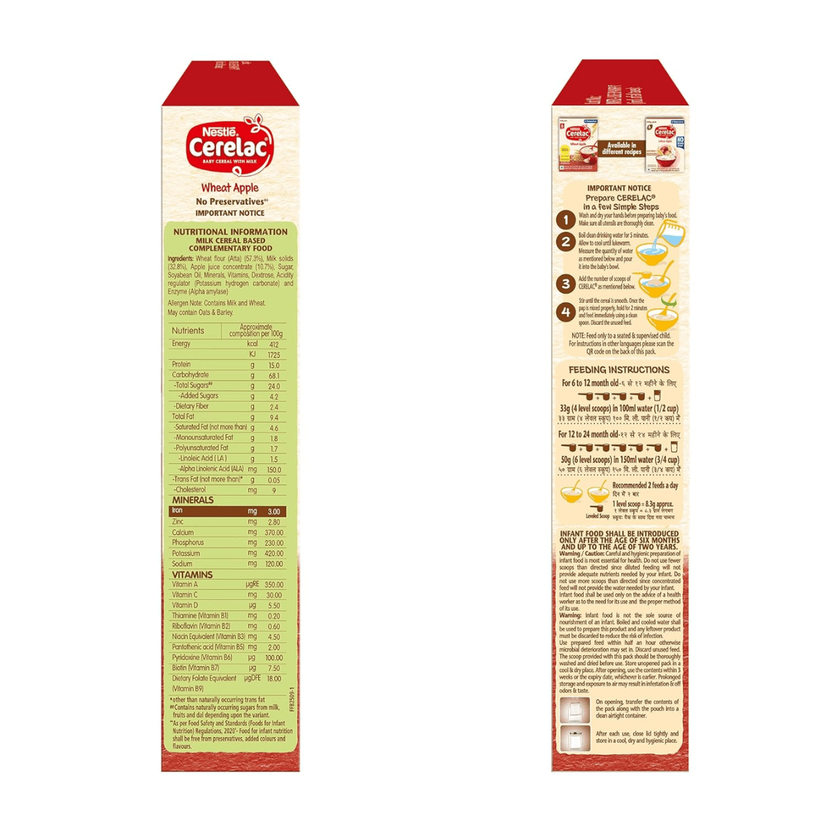 NESTLE CERELAC - 6 SOURCE OF IRON WHEAT APPLE (6 TO 24 MONTH) 360G - HEALTH AIM PHARMACY