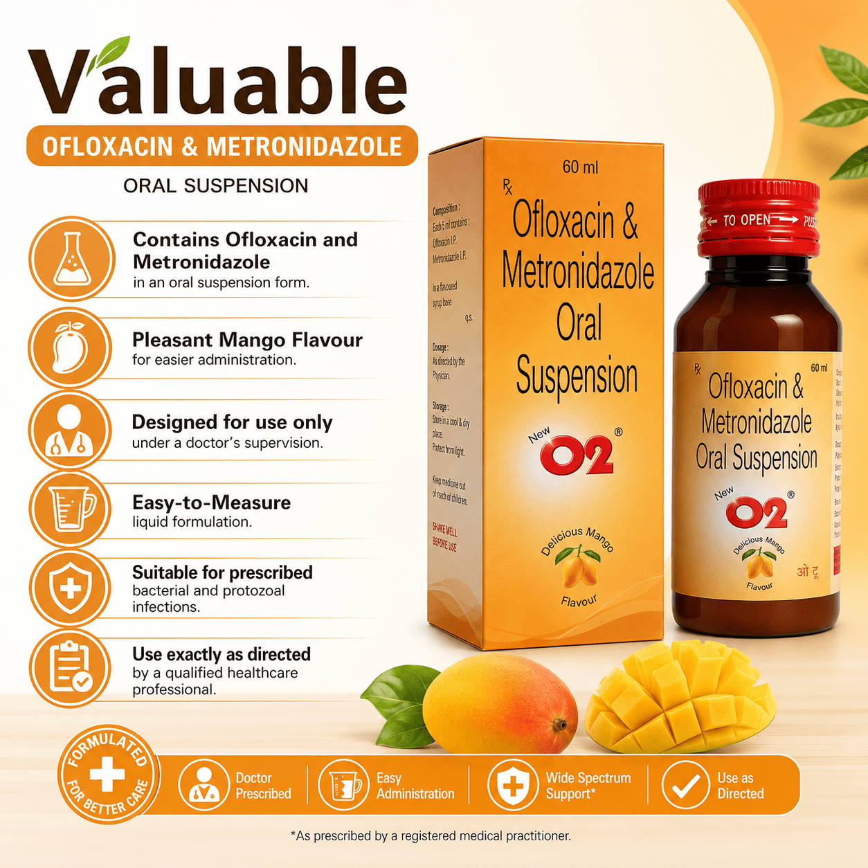 O2 ORAL SUSPENSION DELICIOUS MANGO 60ML - HEALTH AIM PHARMACY