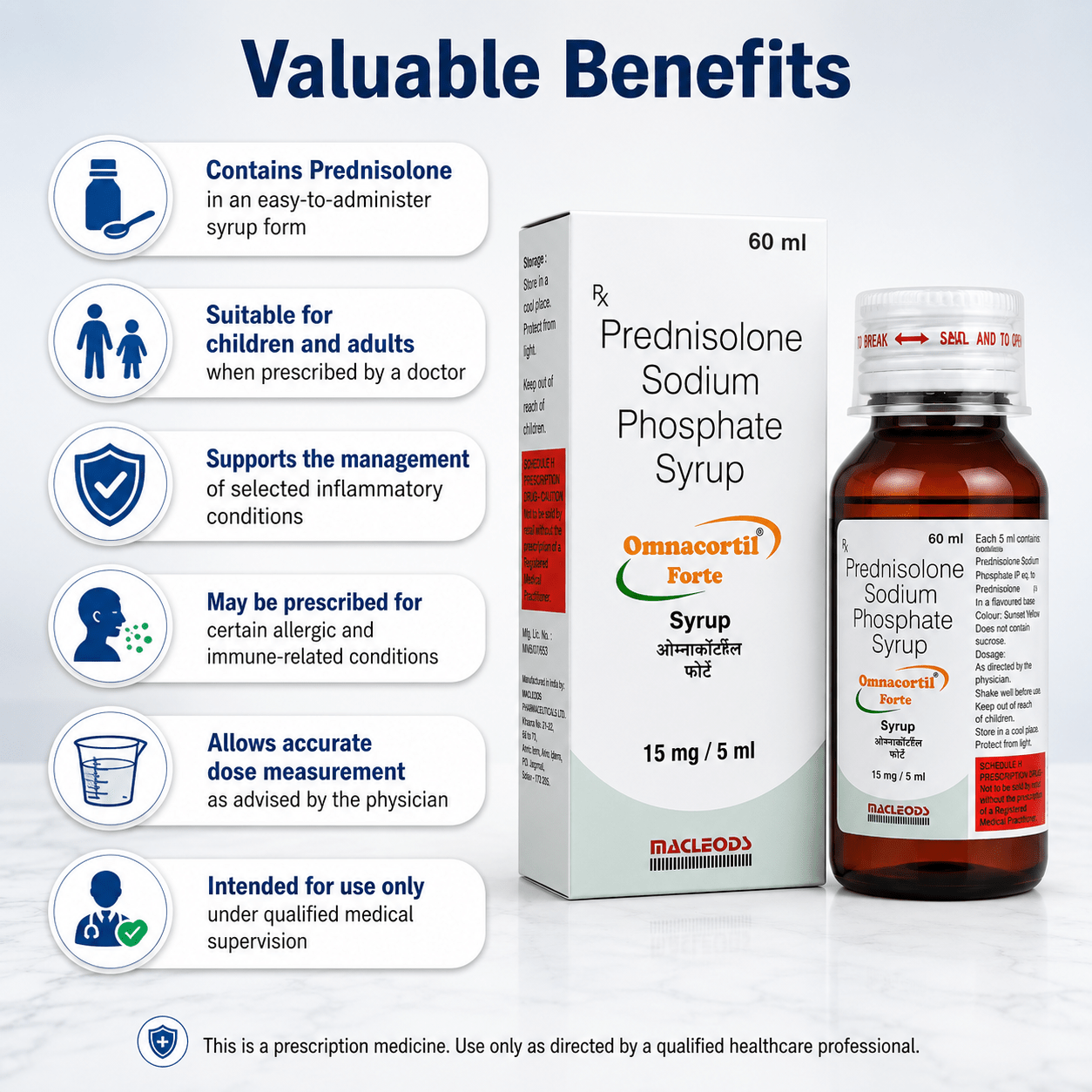 Omnacortil Forte Syrup 15mg - HEALTH AIM PHARMACY