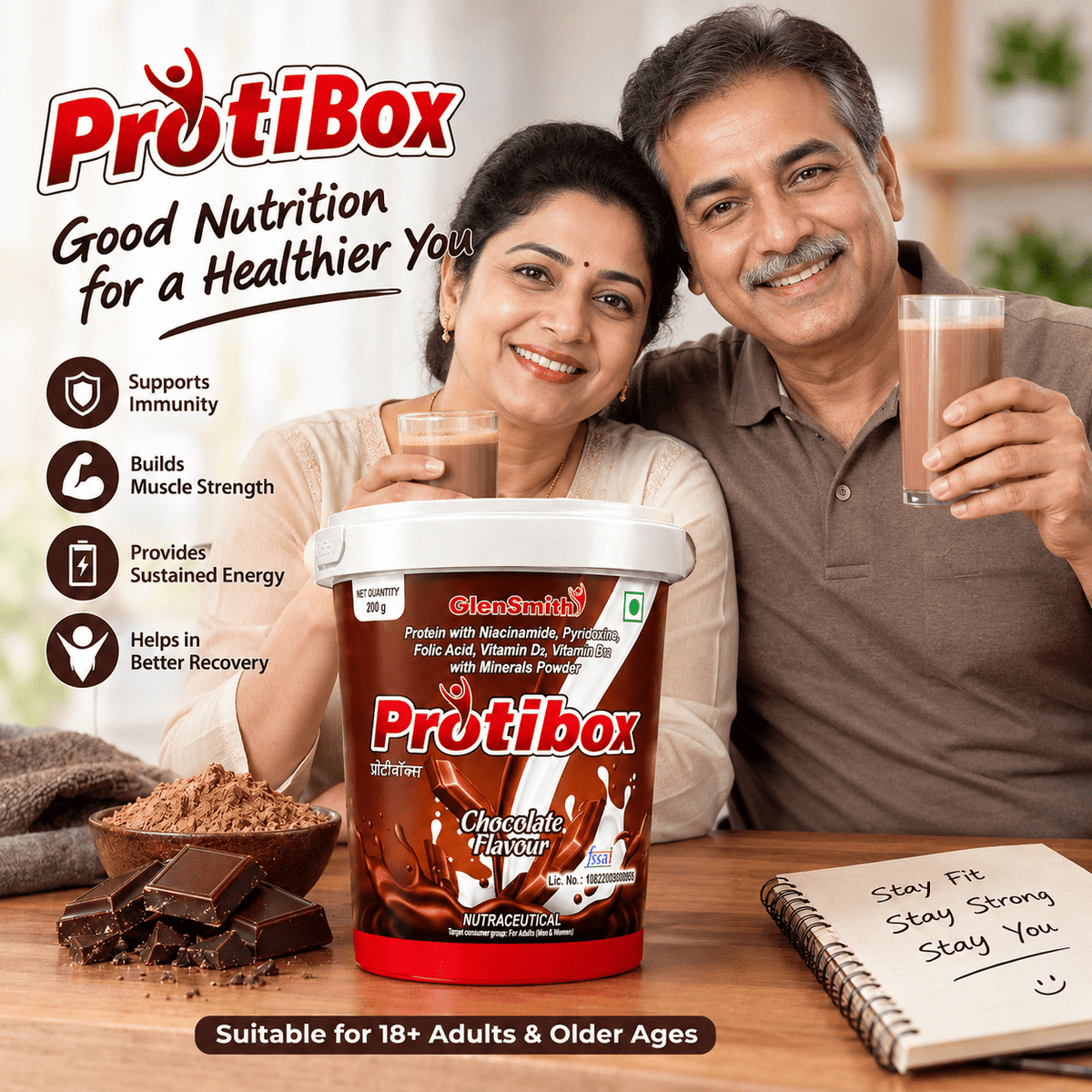 Protibox Powder, Chocolate Flavour, 200gm - HEALTH AIM PHARMACY