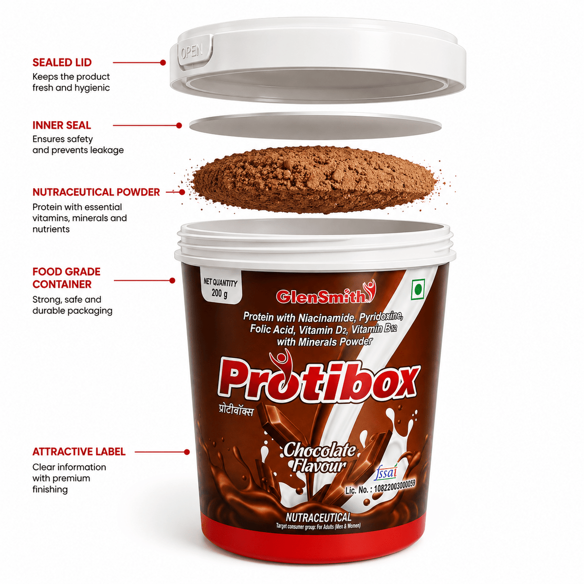 Protibox Powder, Chocolate Flavour, 200gm - HEALTH AIM PHARMACY