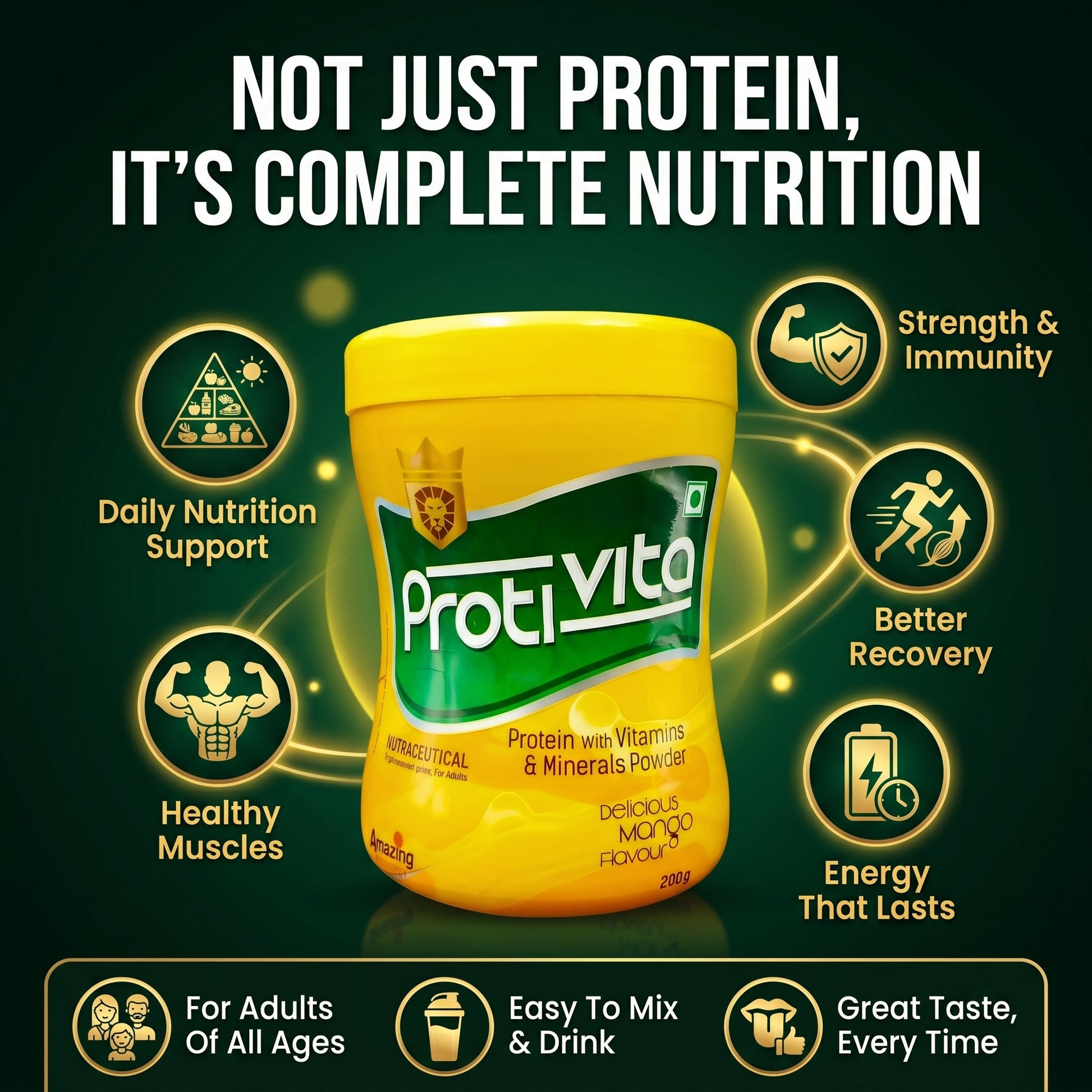 Protivita Protein Powder with Multivitamin & Minerals | Delicious Mango Flavour | 200gm - HEALTH AIM PHARMACY