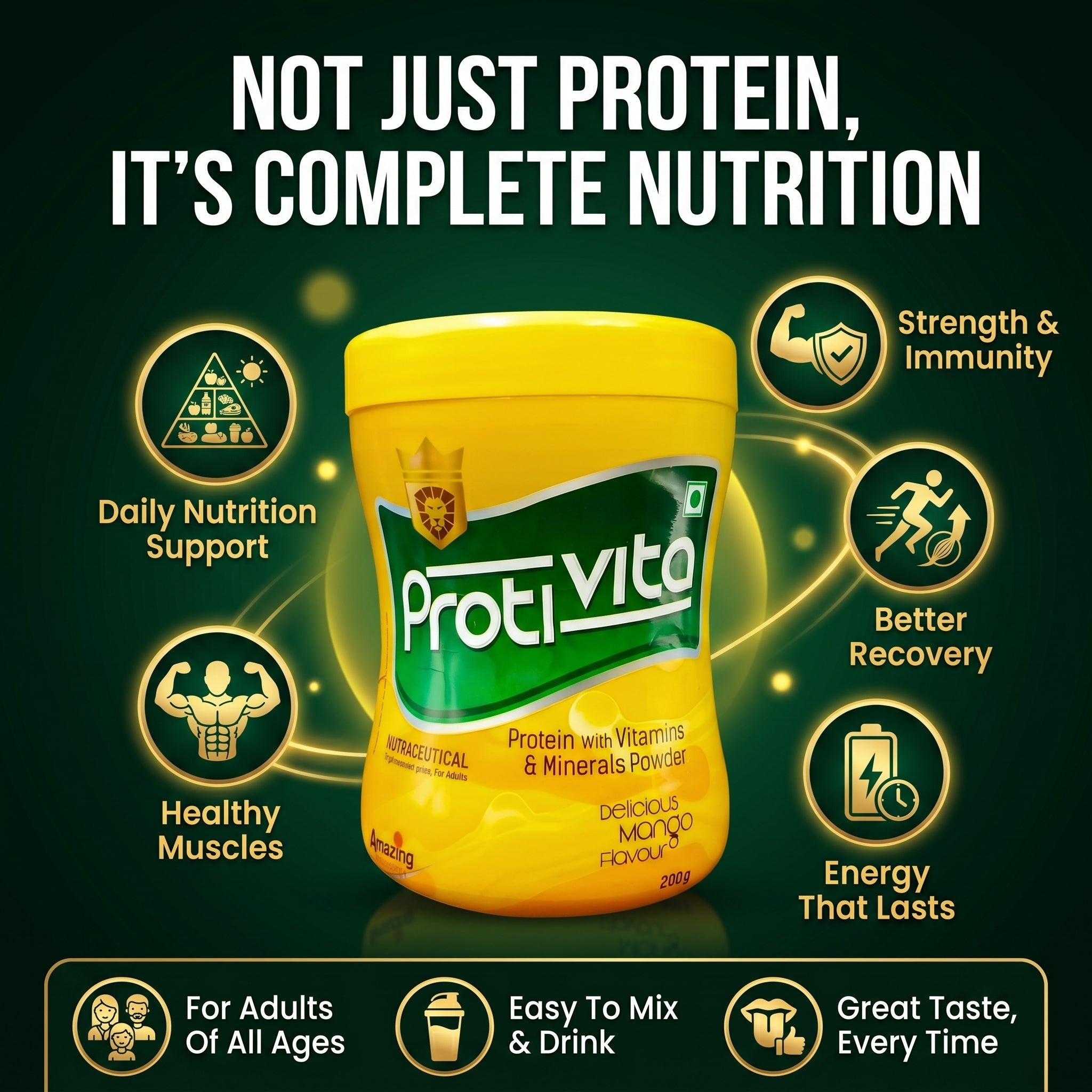 Protivita Protein Powder with Multivitamin & Minerals | Delicious Mango Flavour | 200gm - HEALTH AIM PHARMACY