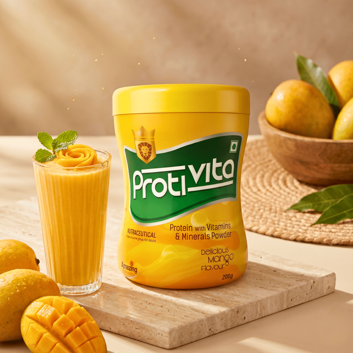 Protivita Protein Powder with Multivitamin & Minerals | Delicious Mango Flavour | 200gm - HEALTH AIM PHARMACY