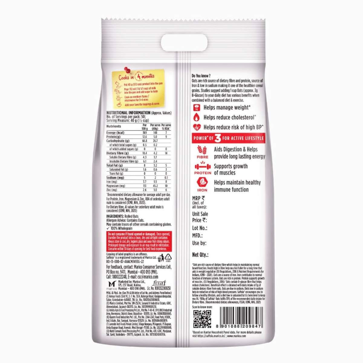 SAFFOLA OATS 900G - HEALTH AIM PHARMACY