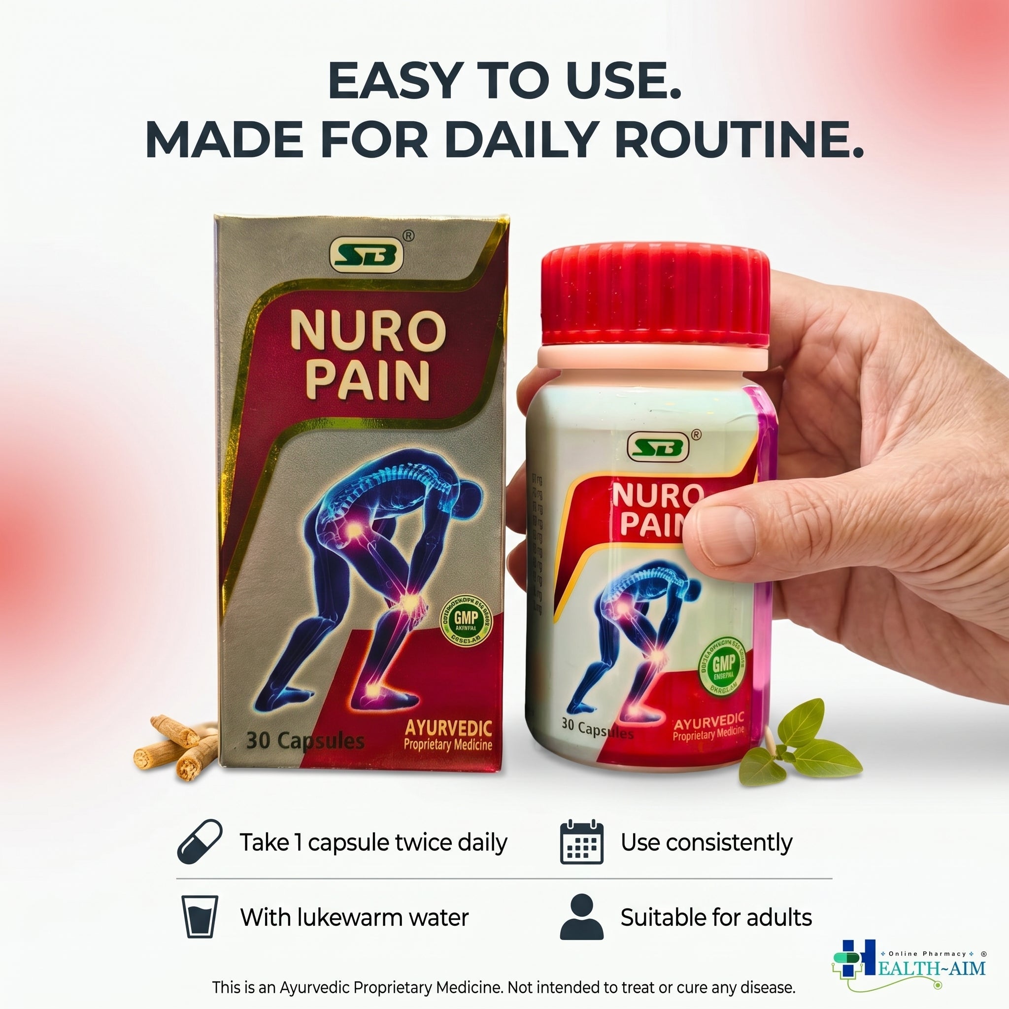SB Nuro Pain Capsule is an Ayurvedic supplement (pack of 2) - HEALTH AIM PHARMACY