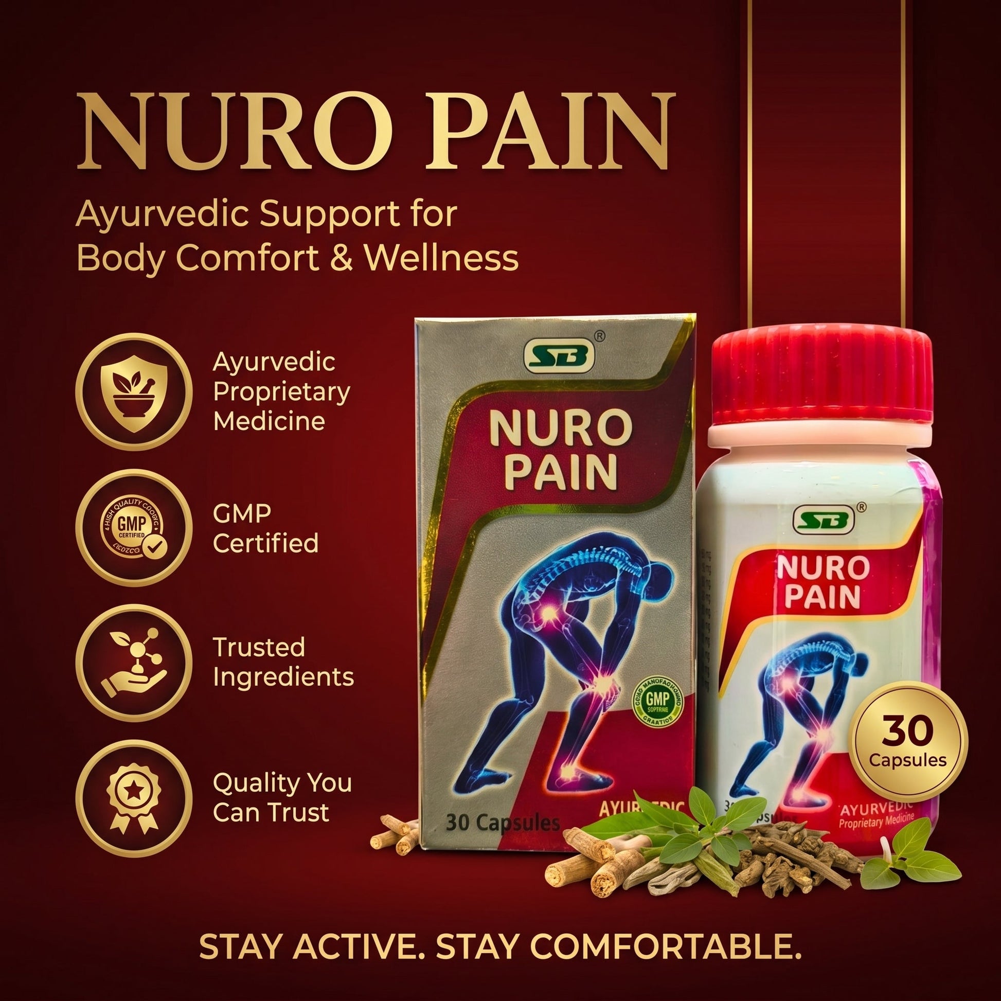 SB Nuro Pain Capsule is an Ayurvedic supplement (pack of 2) - HEALTH AIM PHARMACY