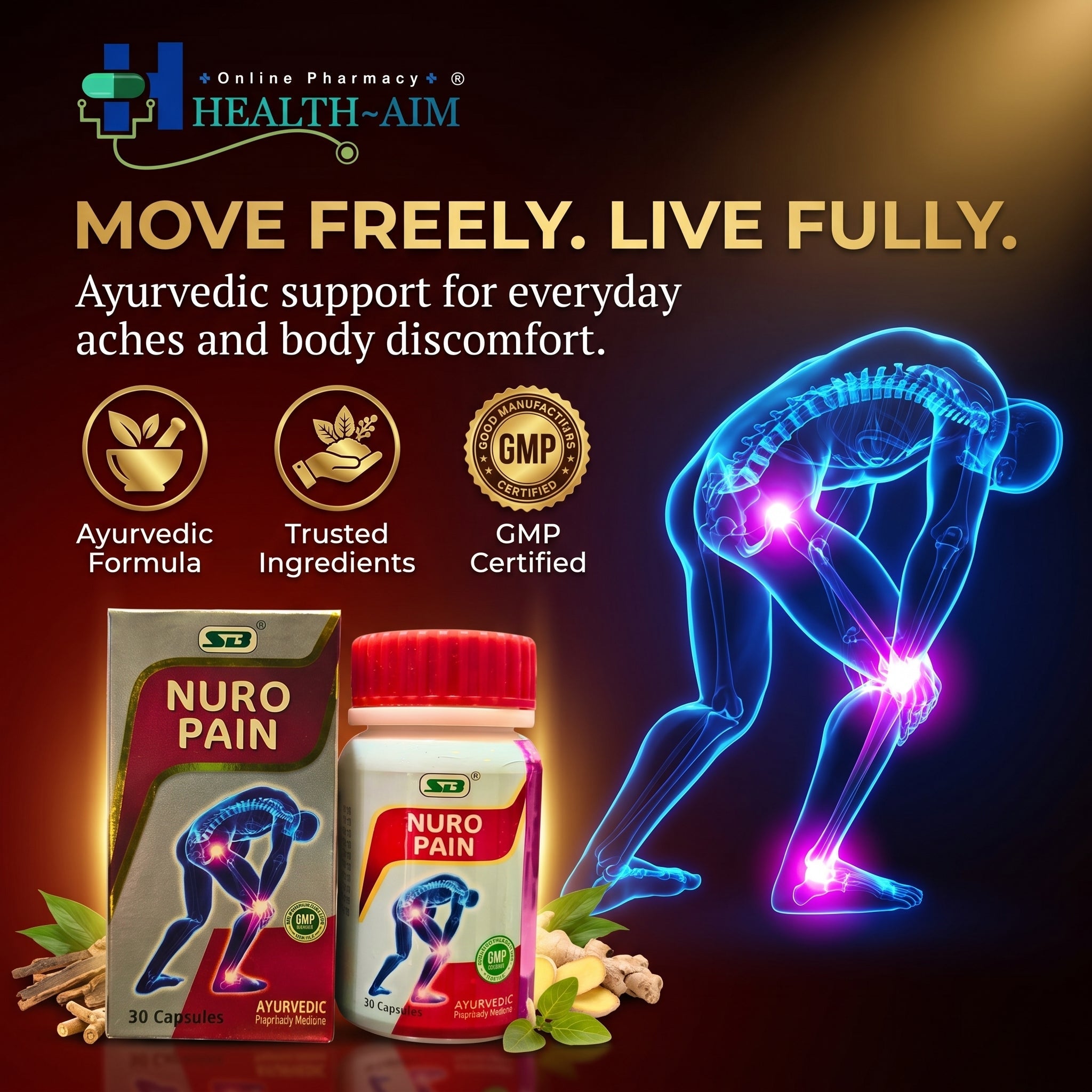 SB Nuro Pain Capsule is an Ayurvedic supplement (pack of 2) - HEALTH AIM PHARMACY