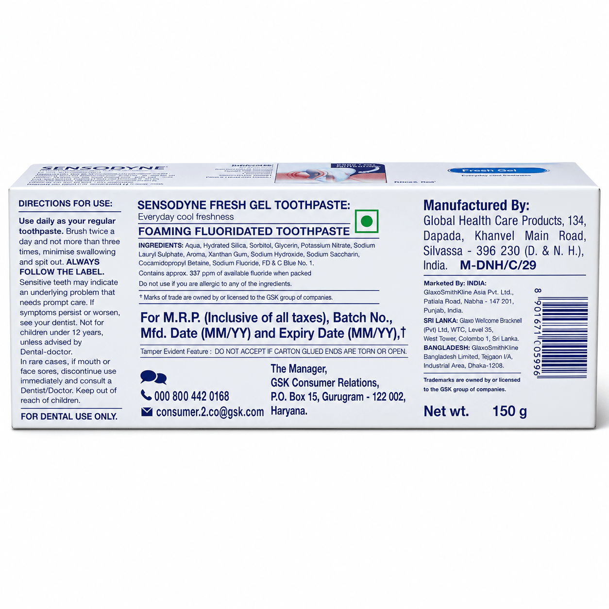 Sensodyne Fresh Gel Toothpaste (Free Sensodyne Toothbrush) 150 g - HEALTH AIM PHARMACY