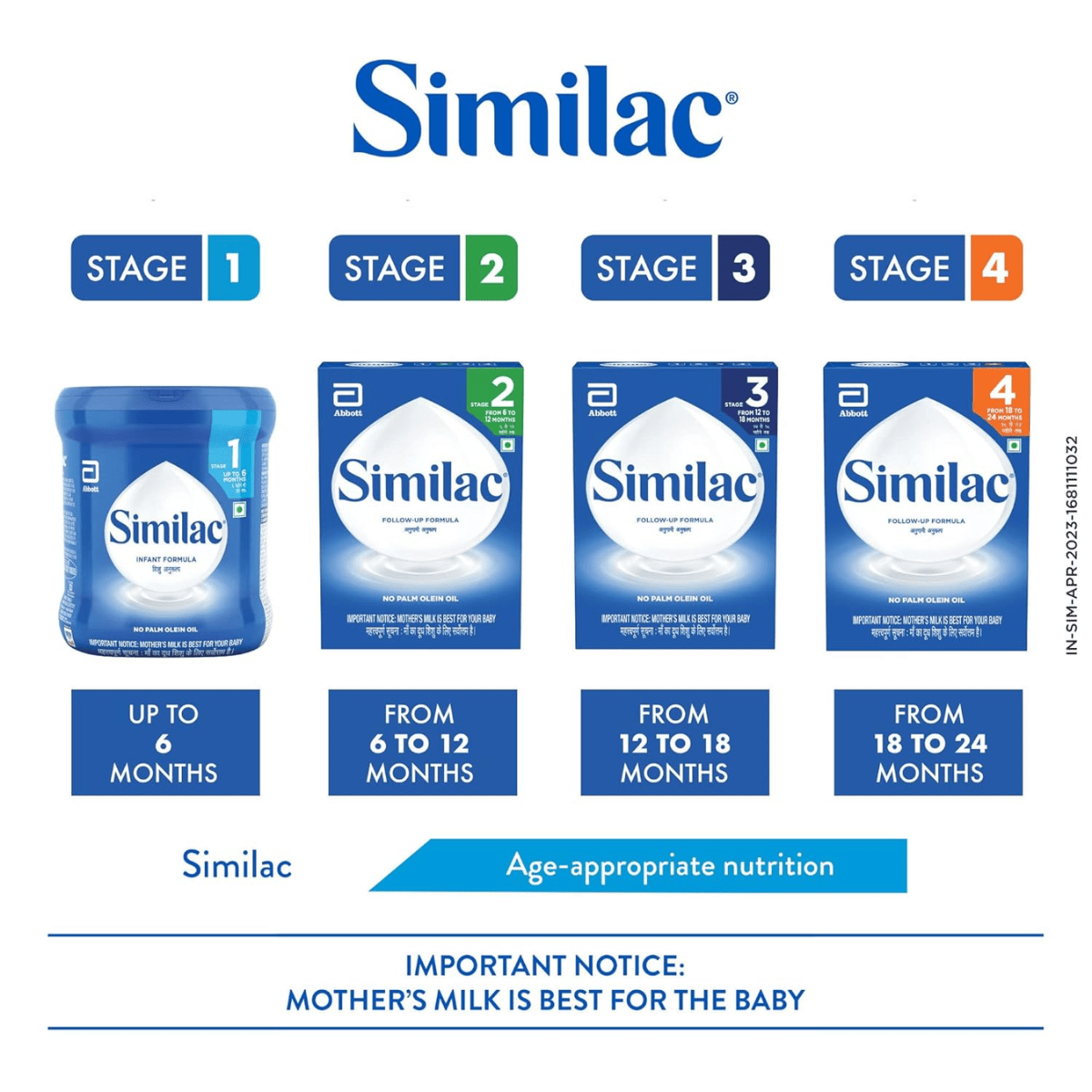 SIMILAC NO PALM OLEIN OIL STAGE 1 UP TO 6 MONTHS 400g - HEALTH AIM PHARMACY