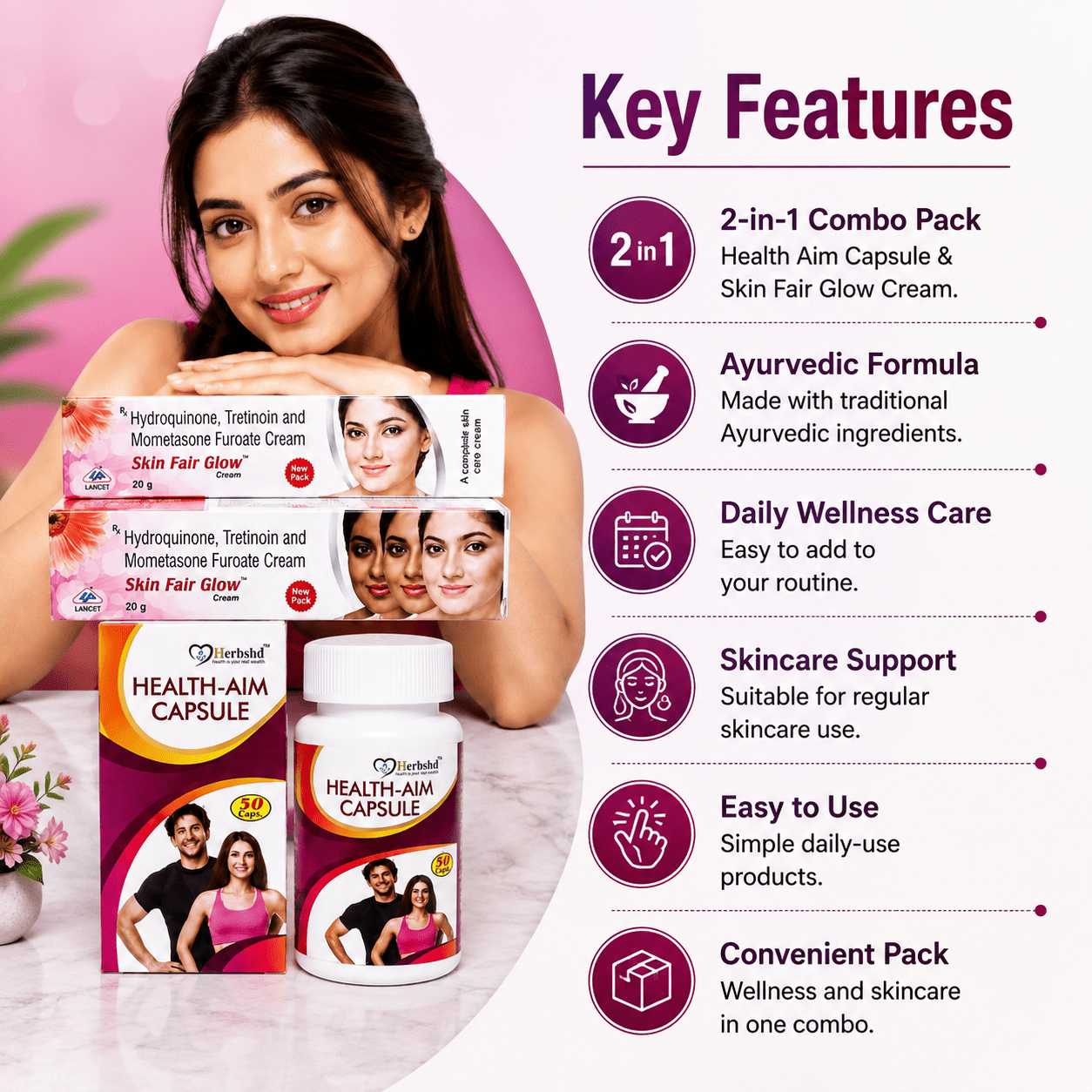 Skin Fair Glow Pack | Health Aim Capsule & Skin Fair Glow Cream - HEALTH AIM PHARMACY