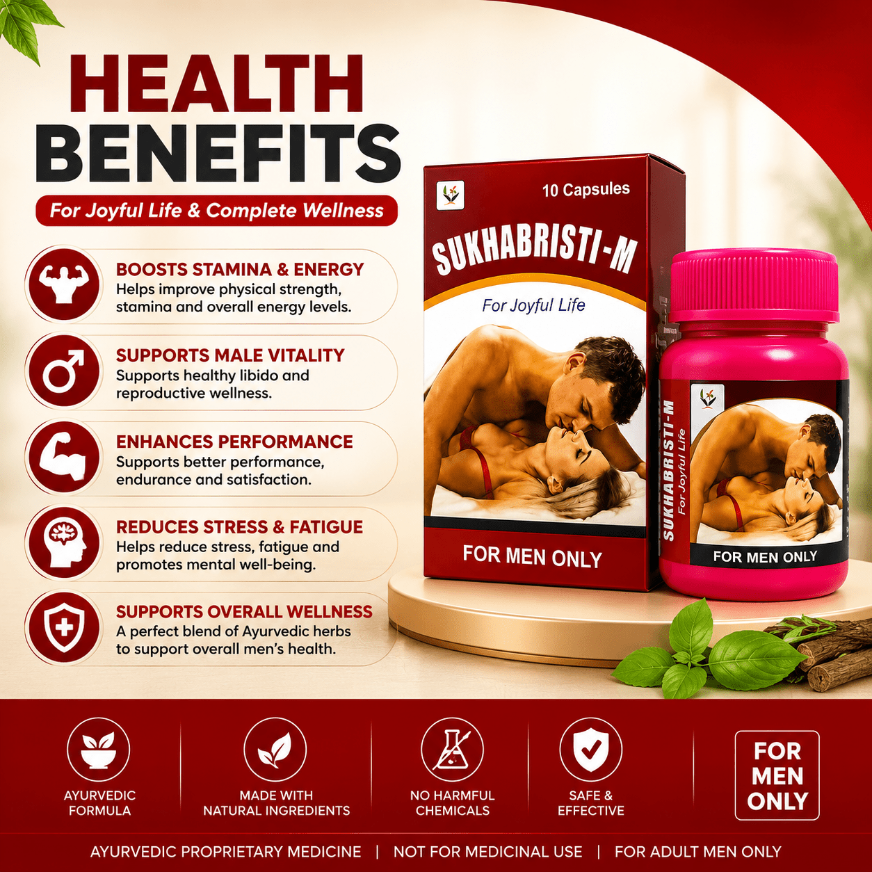 Sukhabristi-M Ayurvedic Capsules for Men’s Vitality, Strength & Wellness - HEALTH AIM PHARMACY