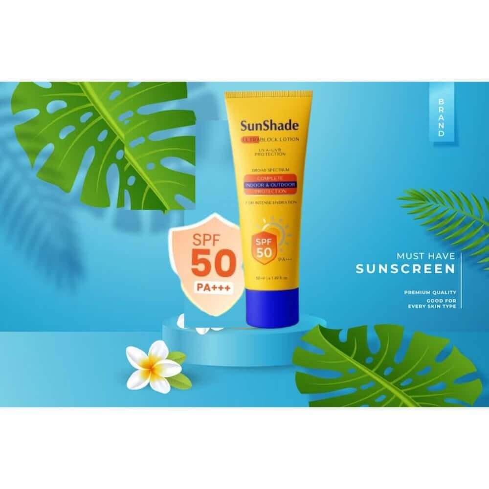 SunShade Sunscreen lotion SPF 50 PA+++ UVA/UVB Protection (50ml) (pack of 2) - HEALTH AIM PHARMACY
